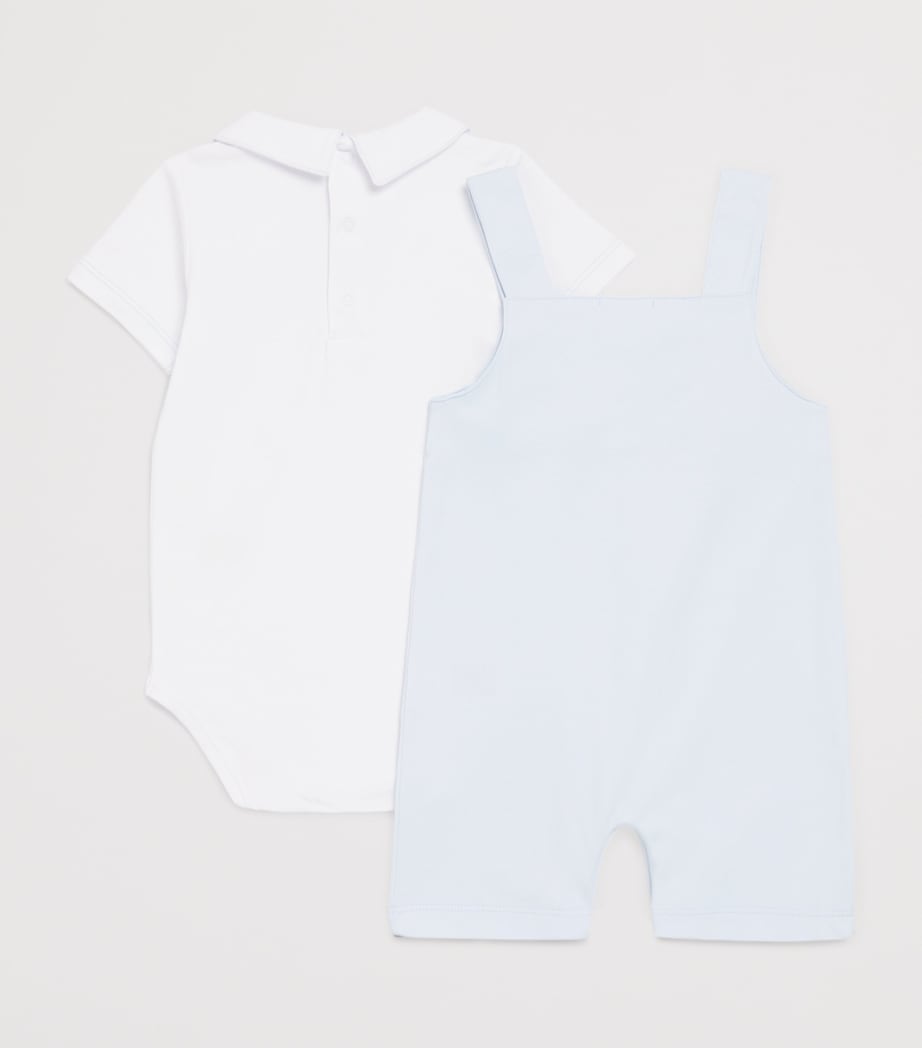 Kissy Kissy Pima Cotton Bodysuit and Dungarees Set (0-24 Months) Blue/whit Image 2