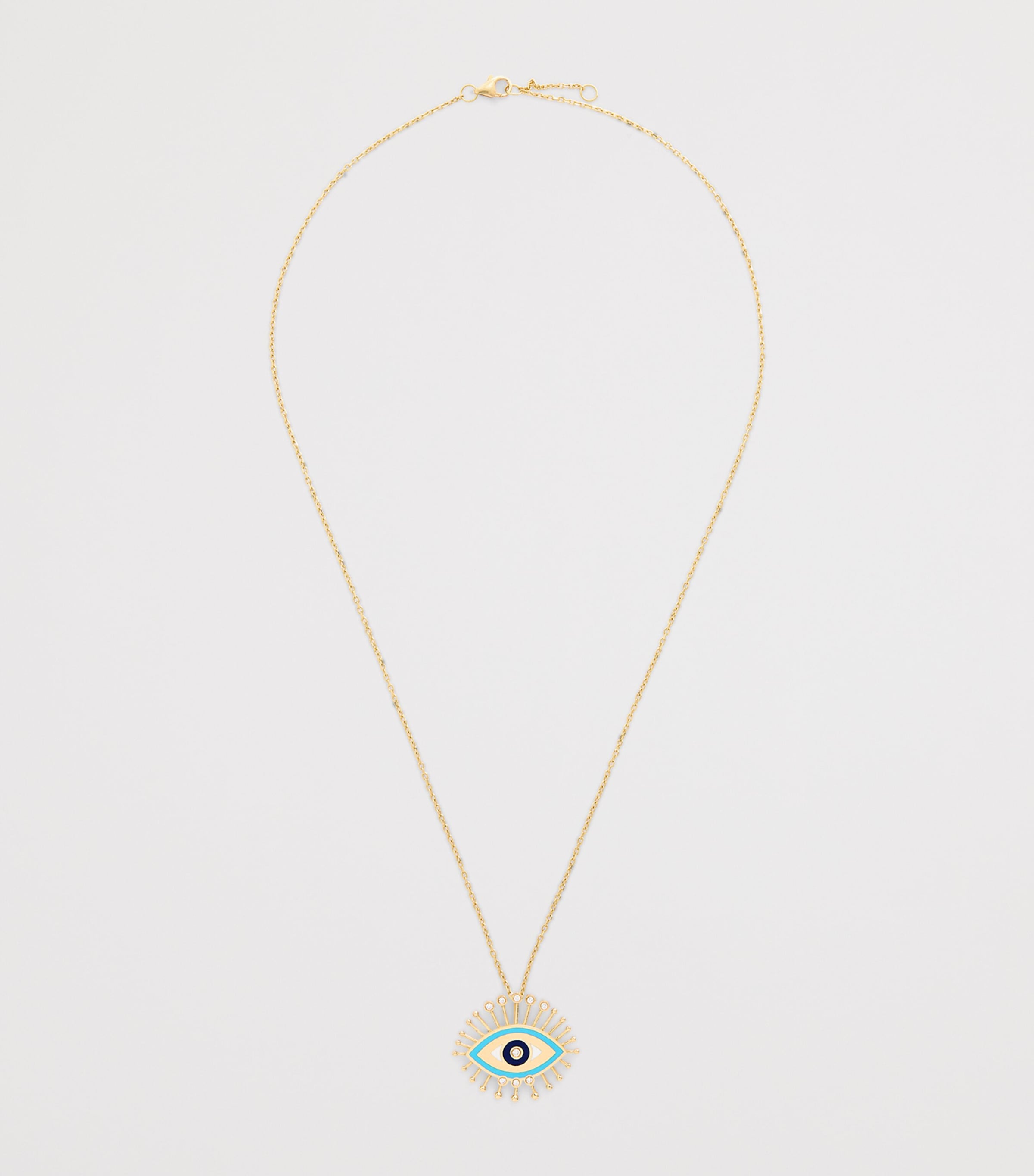 L'ATELIER NAWBAR Yellow Gold, Diamond, Lapis and Turquoise Rebel Eye Rich Kitsch Necklace Yellow Gold Image 3