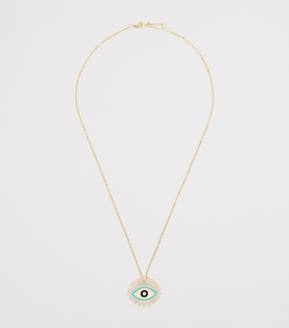 Yellow Gold, Diamond, Lapis and Turquoise Rebel Eye Rich Kitsch Necklace YELLOW GOLD Image 3