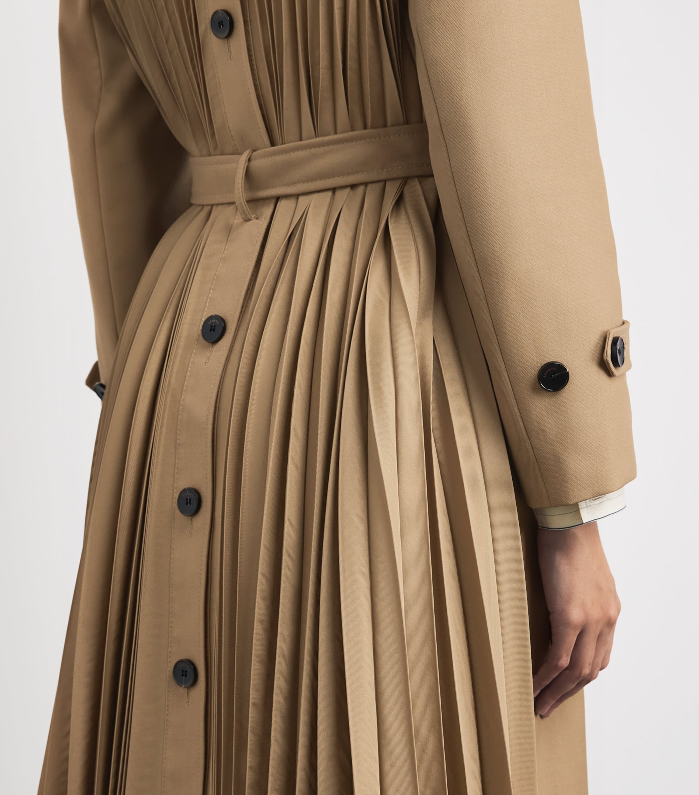 Sandro Paris Womens Pleated Trench Coat Beige Image 3