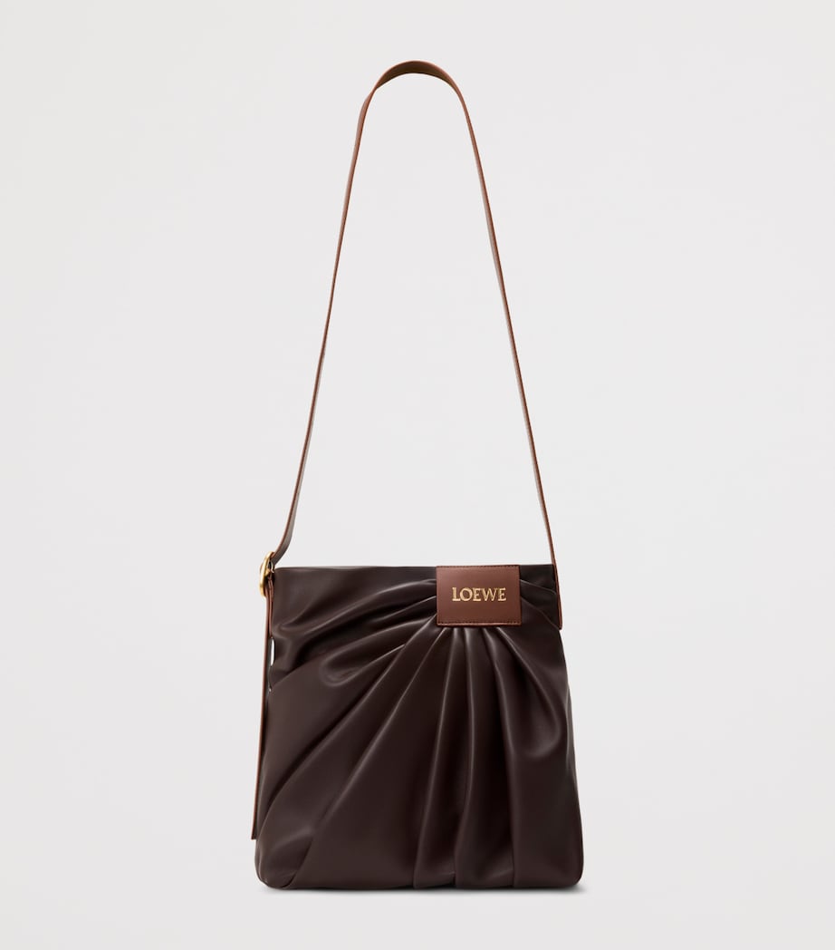 Leather Draped Tote Bag DARK CHESTNUT Image 6