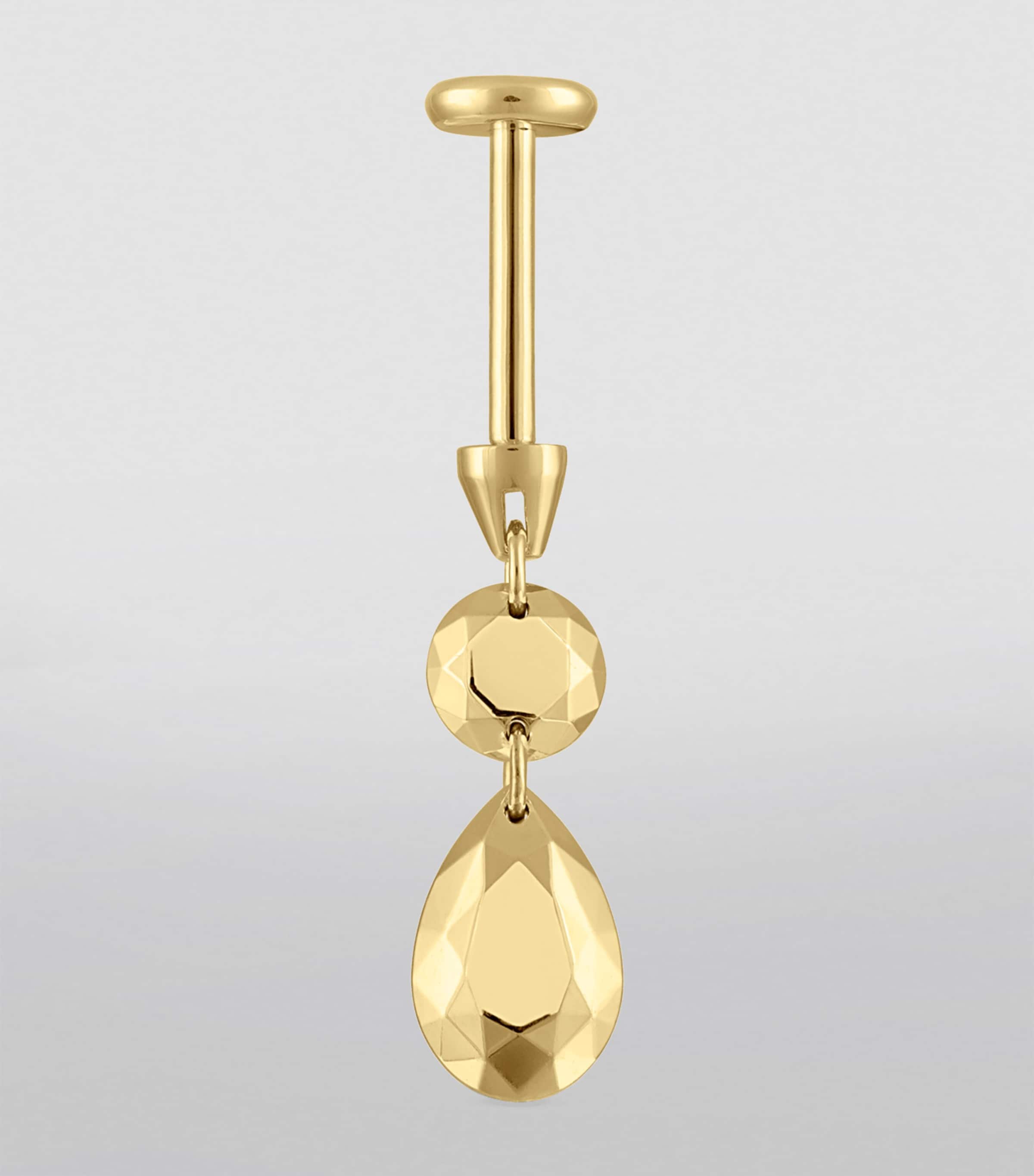 Double Faceted Threaded Charm Stud Single Earring YELLOW GOLD Image 2