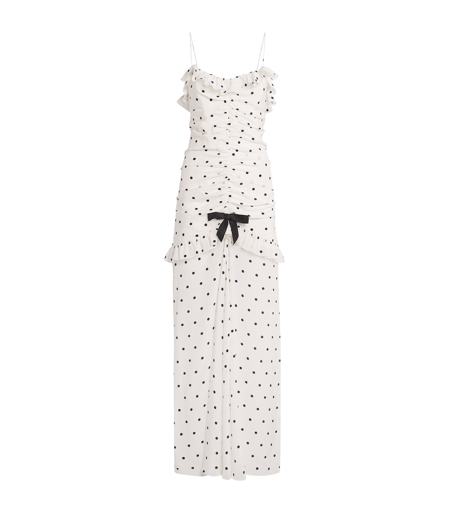 Silk Polka Dot Maxi Dress 0822 WHITE-NAVY BLUE Image 1