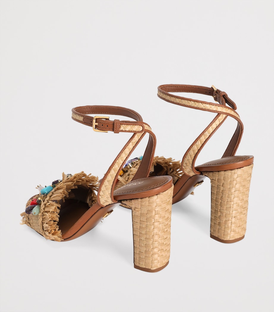Raffia Embellished Heeled Sandals 90 8W059-SABBIA Image 3