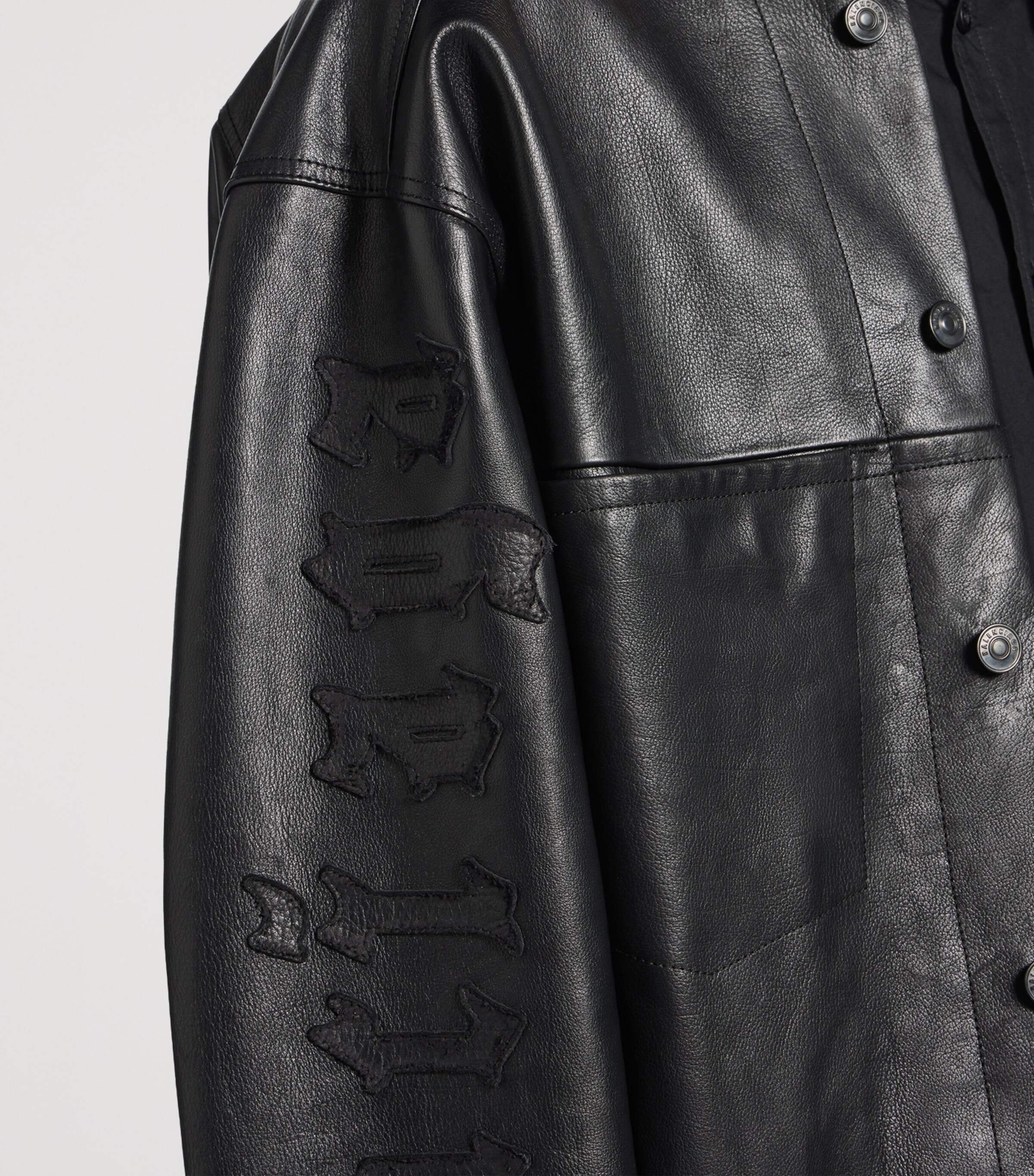 Logo Oversized Leather Jacket 1000 Image 7