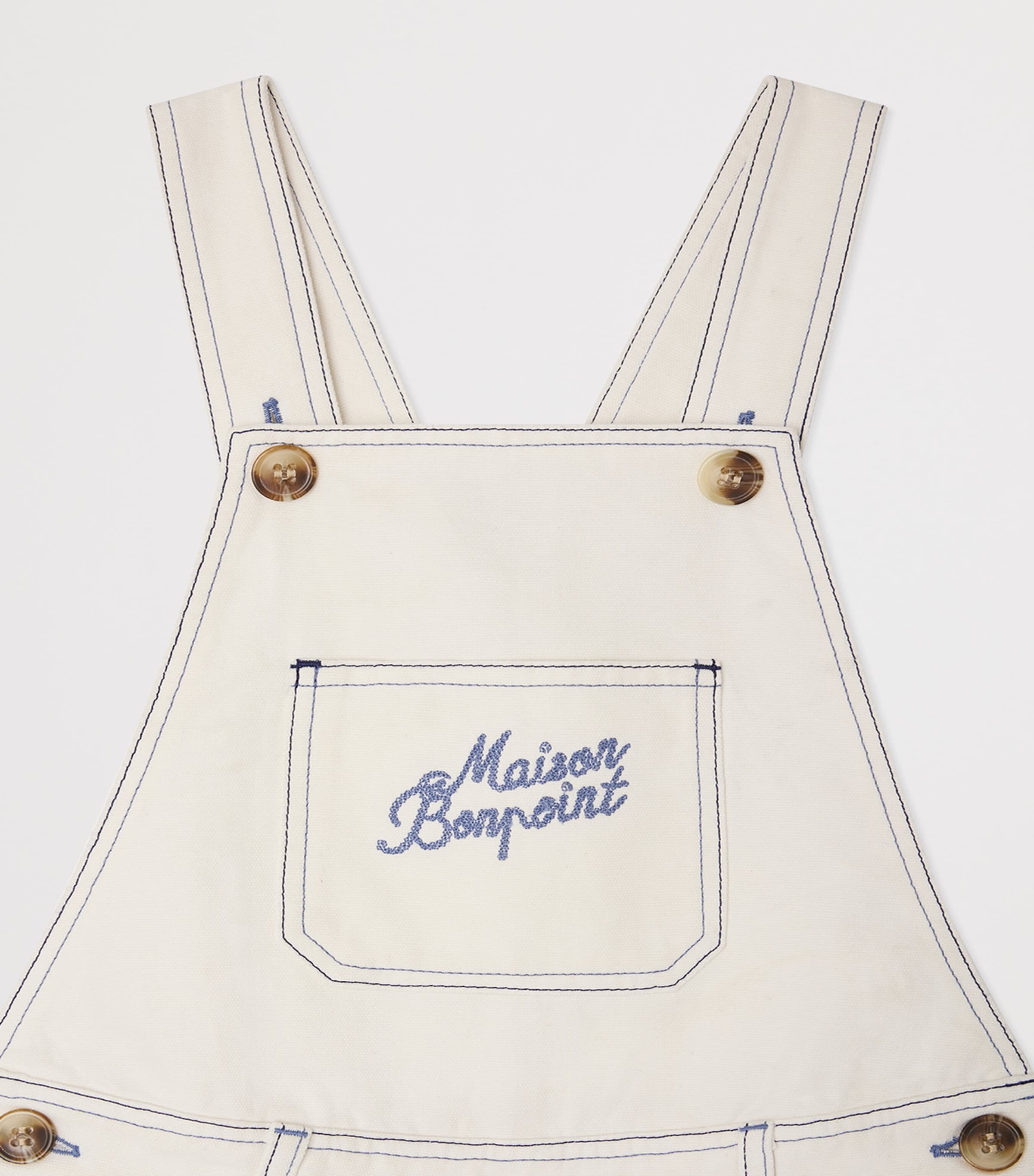 Stretch-Organic Cotton Laga Overalls (4-8 Years) ECRU Image 3