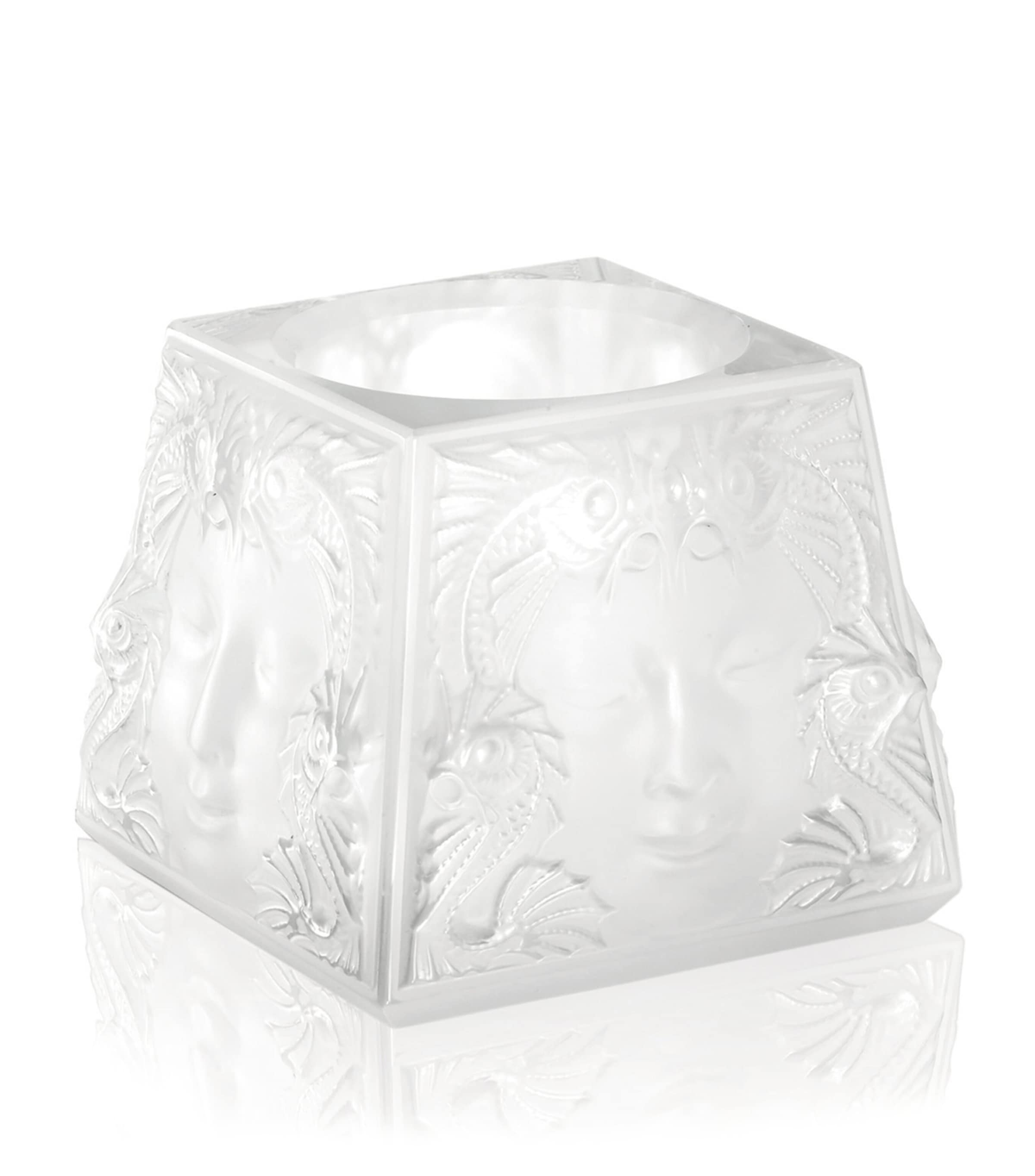 Lalique Masque De Femme Votive Candle Holder In White