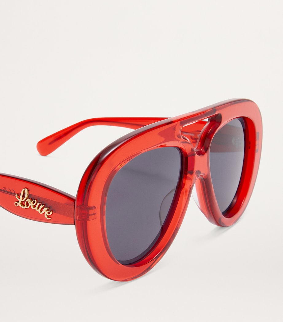 Round Spoiler Aviator Sunglasses TRANSPARENT BRIGHT R Image 4