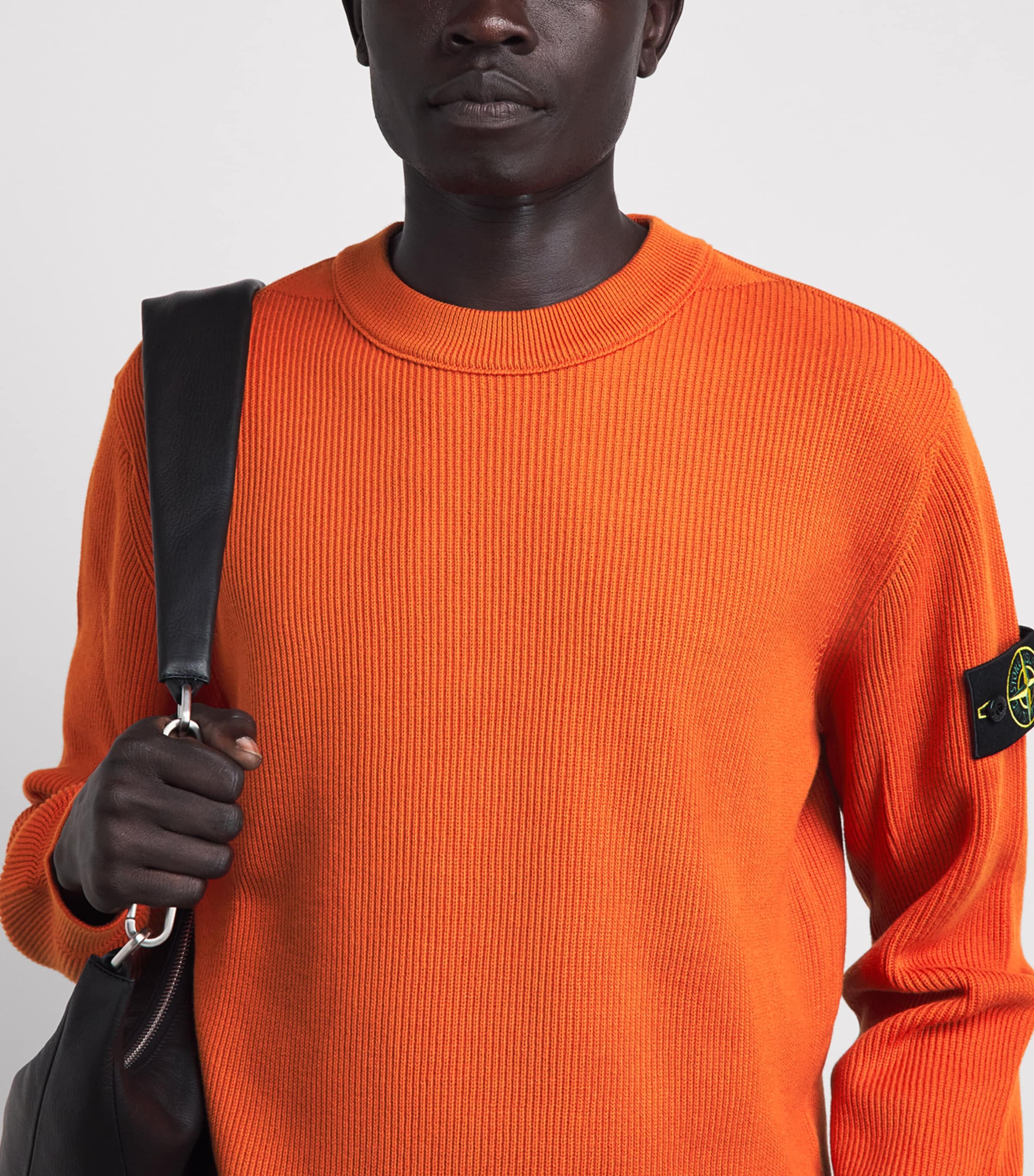 Stone Island Mens Ribbed Compass Patch Sweatshirt Image 3