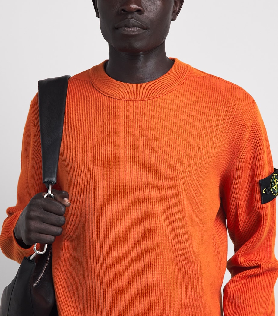 Stone Island Mens Ribbed Compass Patch Sweatshirt Image 3