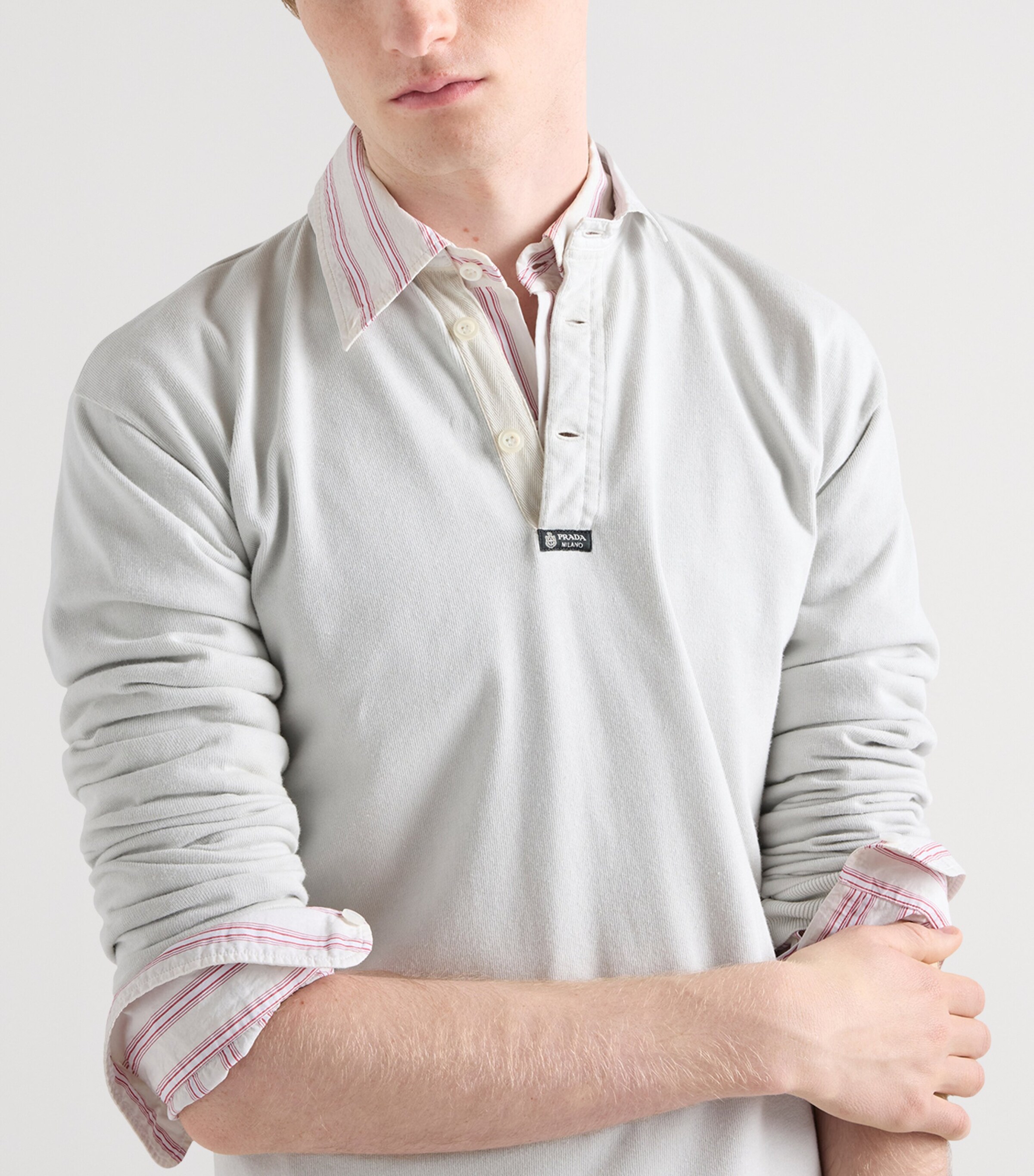 Prada Mens Cotton Rugby Shirt Neutral Image 3