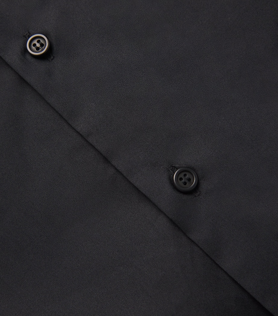Eskandar Womens Cotton Slim Shirt with Collar Black Image 5