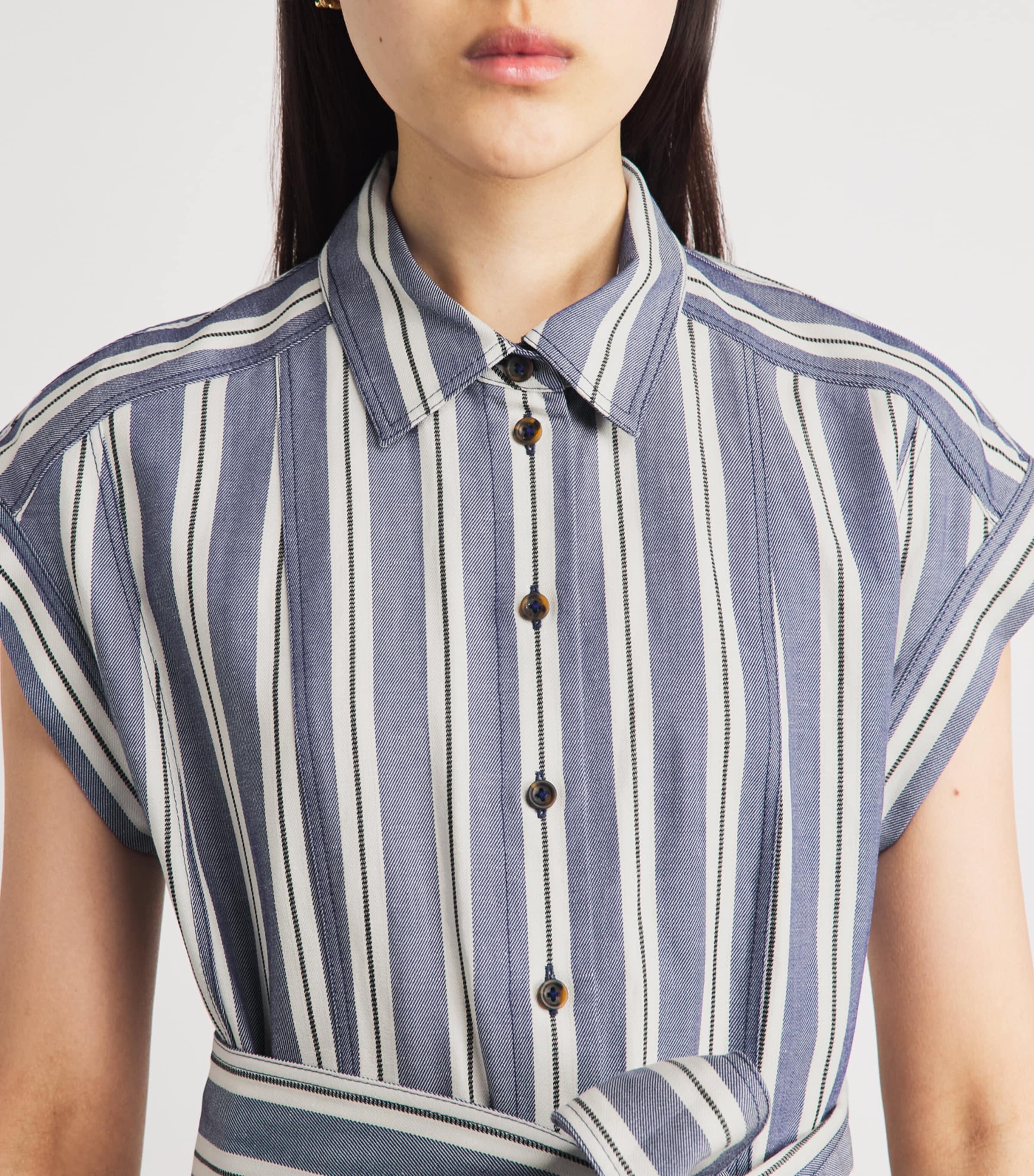 ME+EM Womens Stripe Midi Shirt Dress Blue/multi Image 5