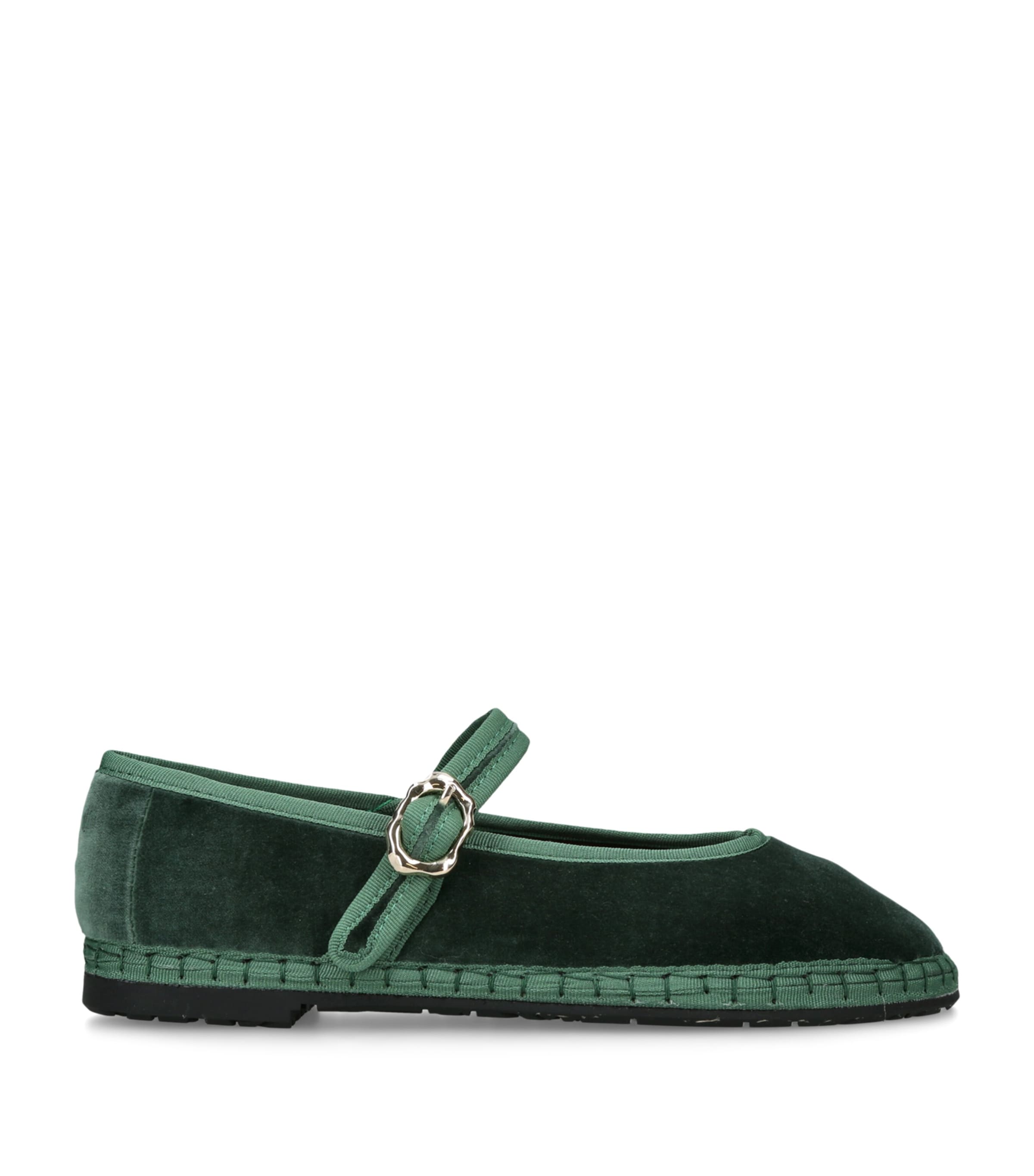 Flabelus Velvet Pierre Mary Janes Dark Green Image 1