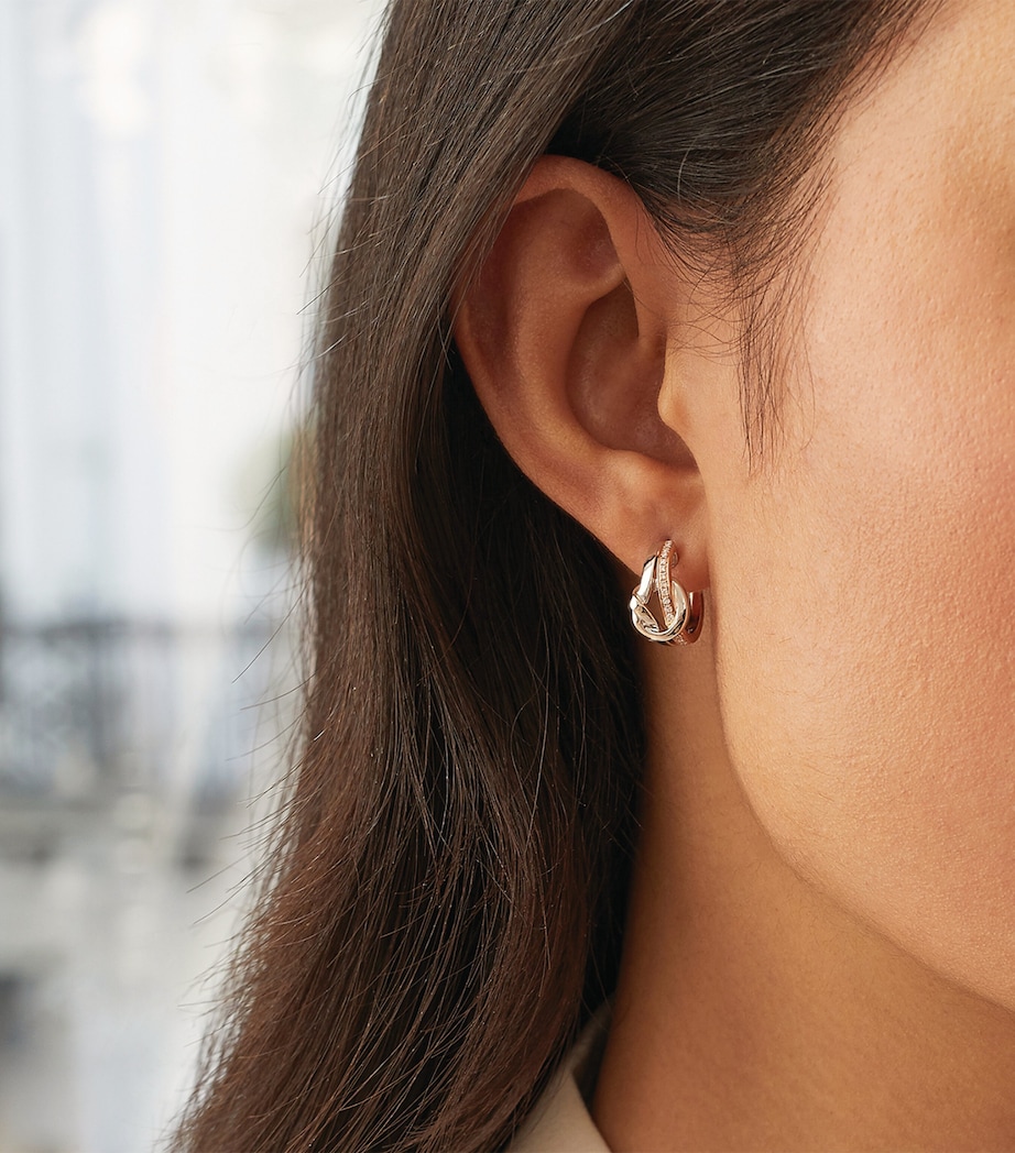 Rose, White Gold and Diamond The Knot Earrings ROSE GOLD Image 2