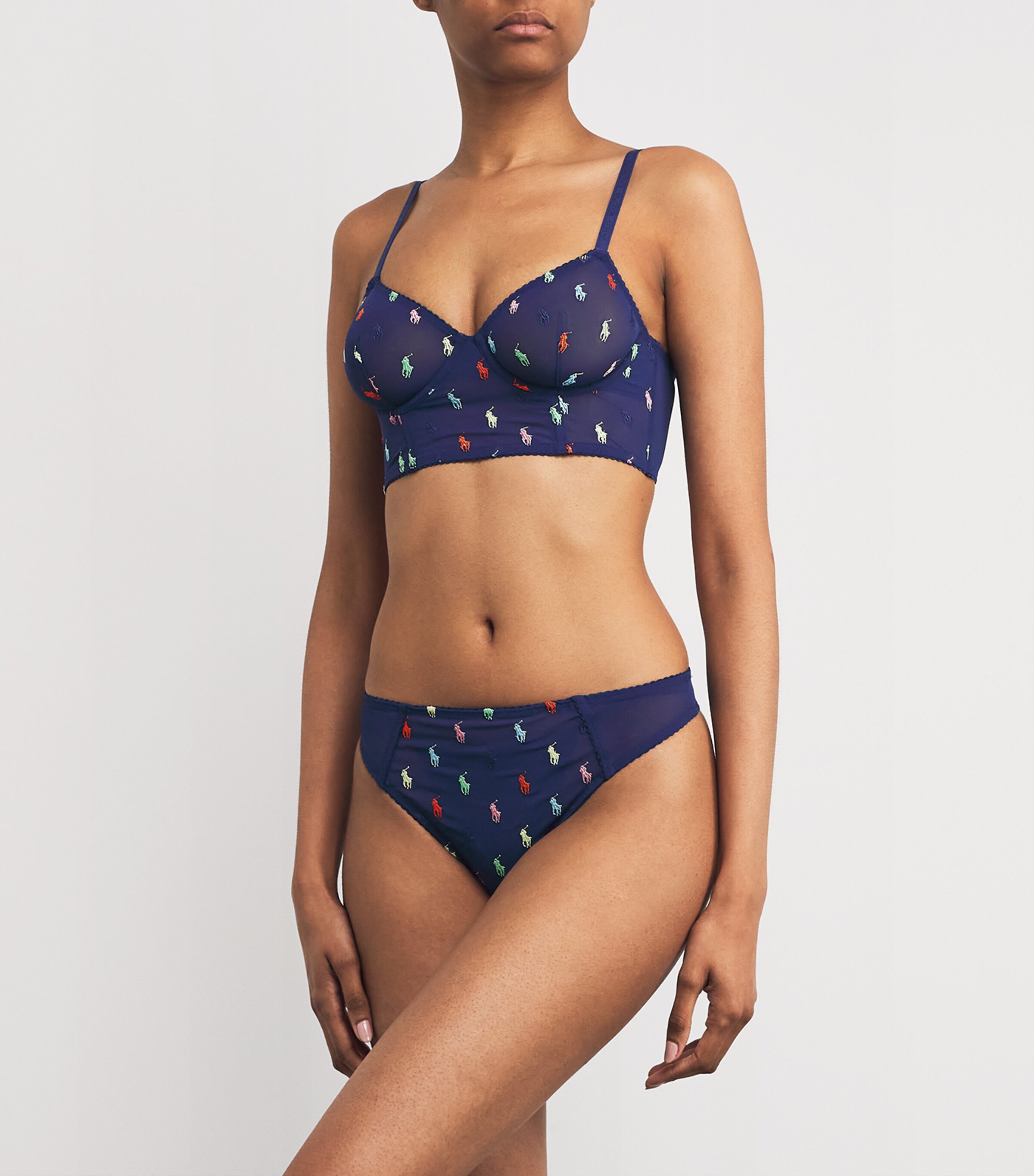Polo Ralph Lauren Womens Embroidered Polo Pony Bra Navy Image 2