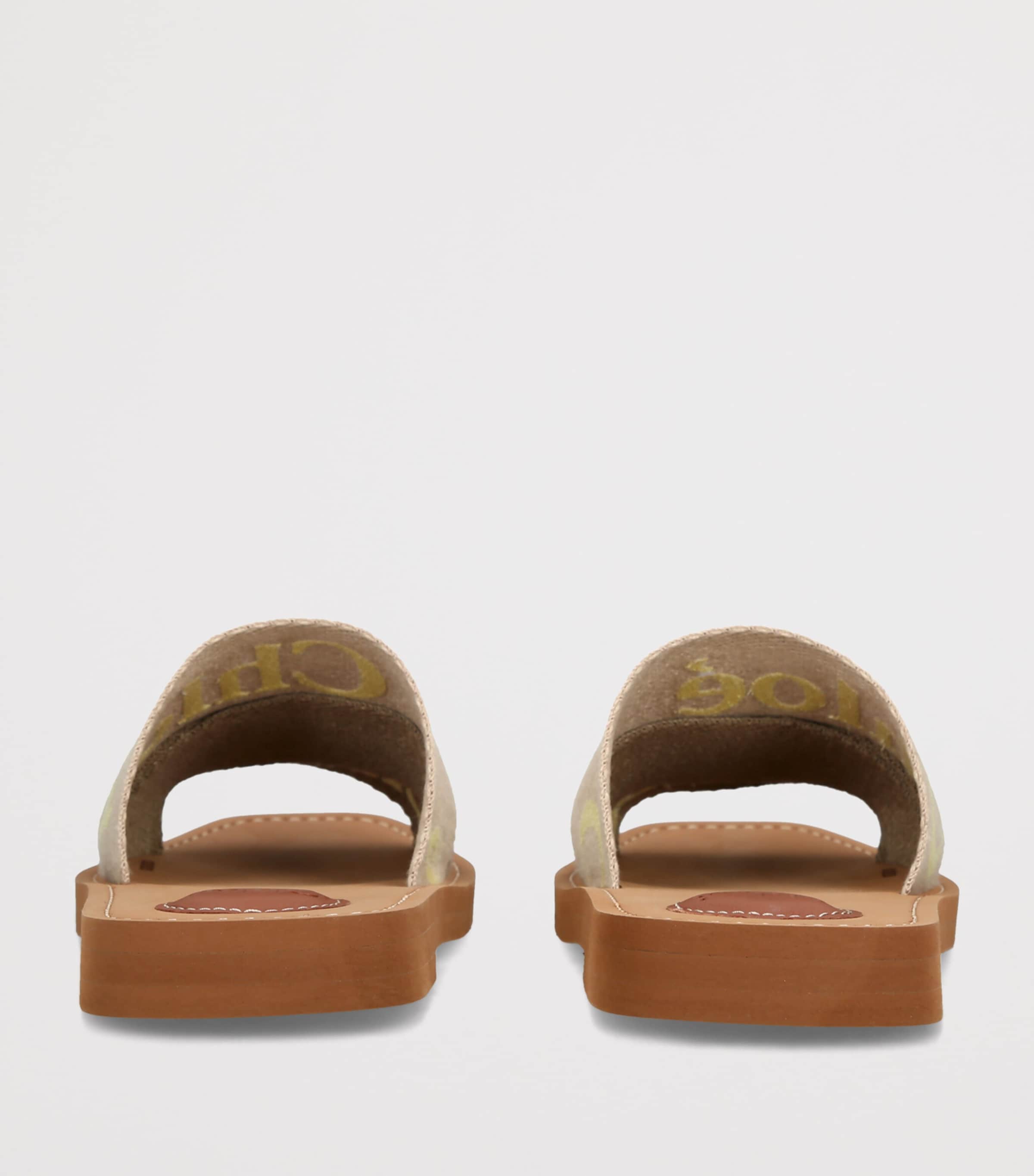Chloé Beige Canvas Jacquard Woody Sandals | Harrods US