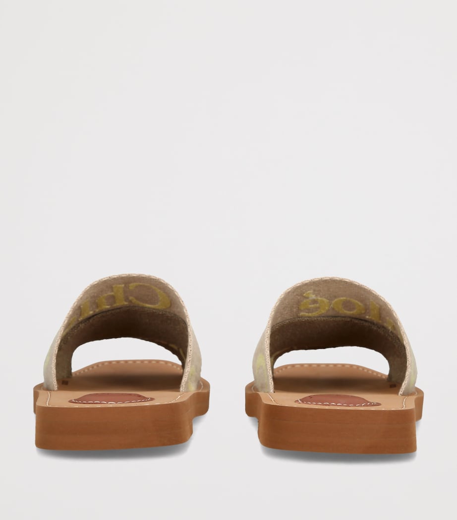 Chloé Canvas Jacquard Woody Sandals Beige Comb Image 4