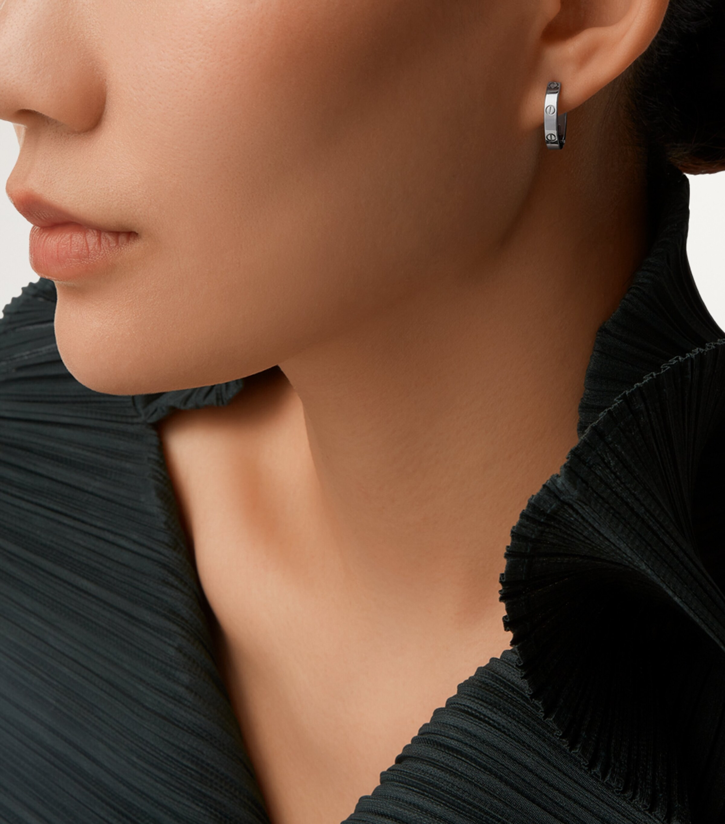 White Gold LOVE Double Hoop Earrings WHITE GOLD Image 7