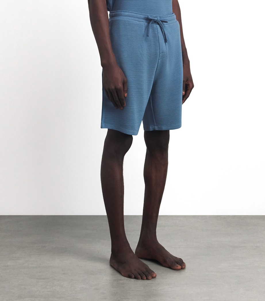 BOSS Mens Rib-Knit Logo Shorts Light/pastel Blu Image 4