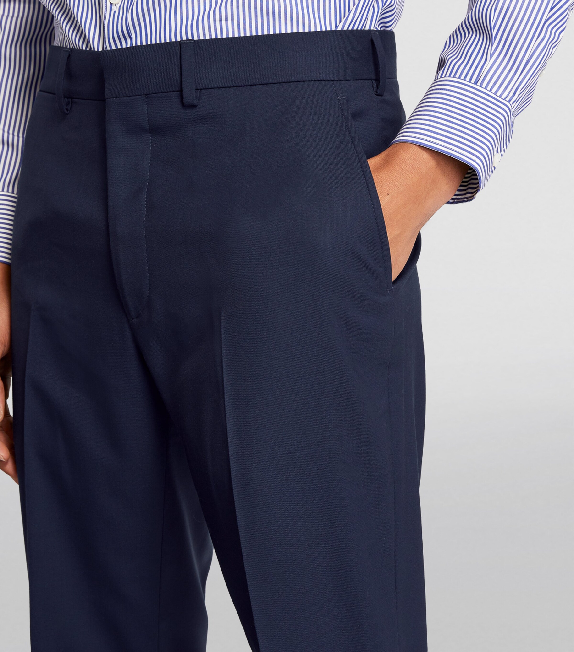 Ralph Lauren Purple Label Mens Wool Serge Straight Trousers Navy Image 13