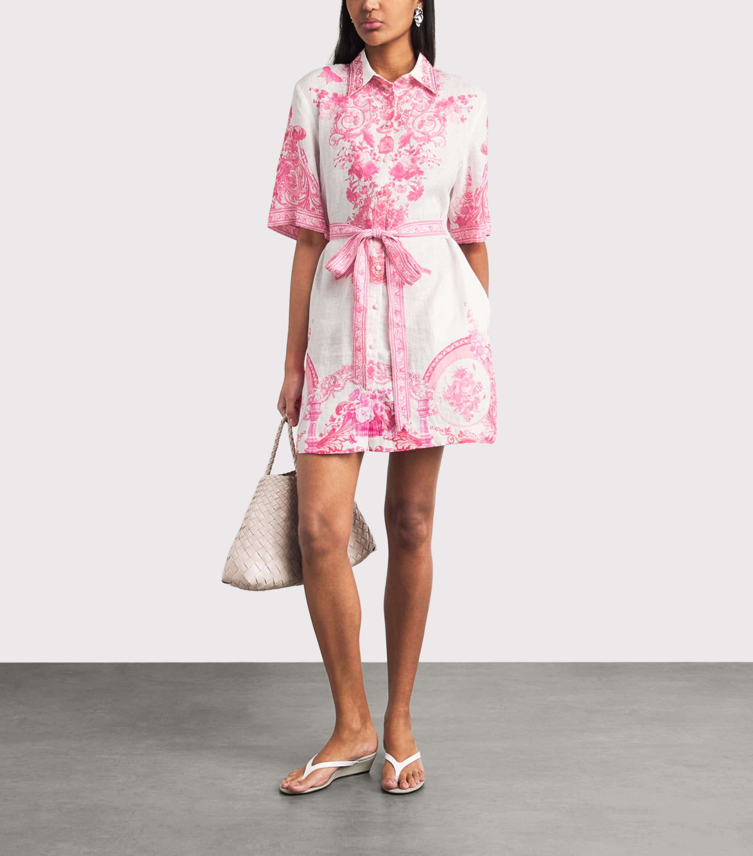 Camilla Womens Linen Printed Shirt Dress Livin La Vida Rosa Image 2