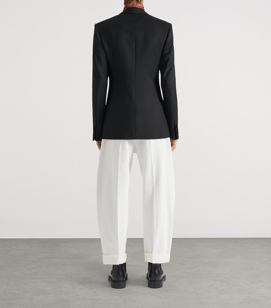 Silk Barrel-Leg Trousers WHITE Image 3
