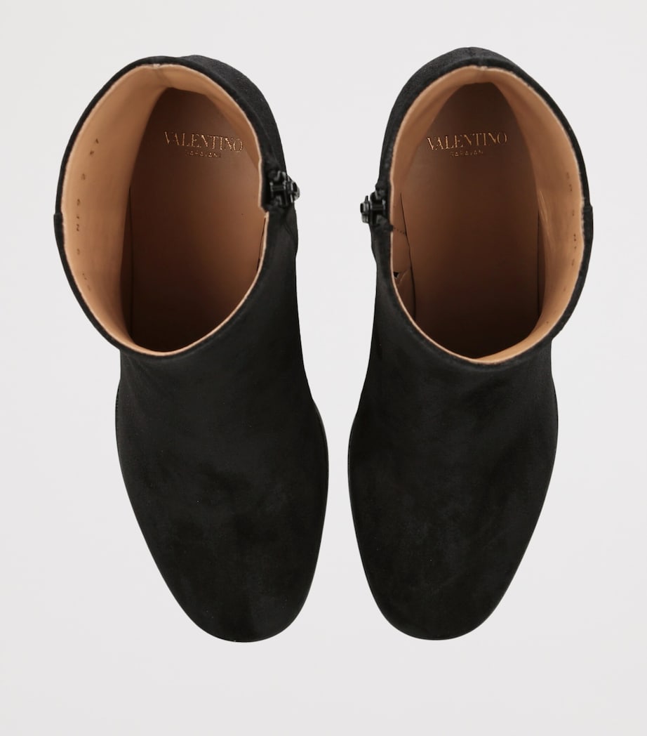 Valentino Garavani Suede Fawcette Ankle Boots 75 Black Image 4