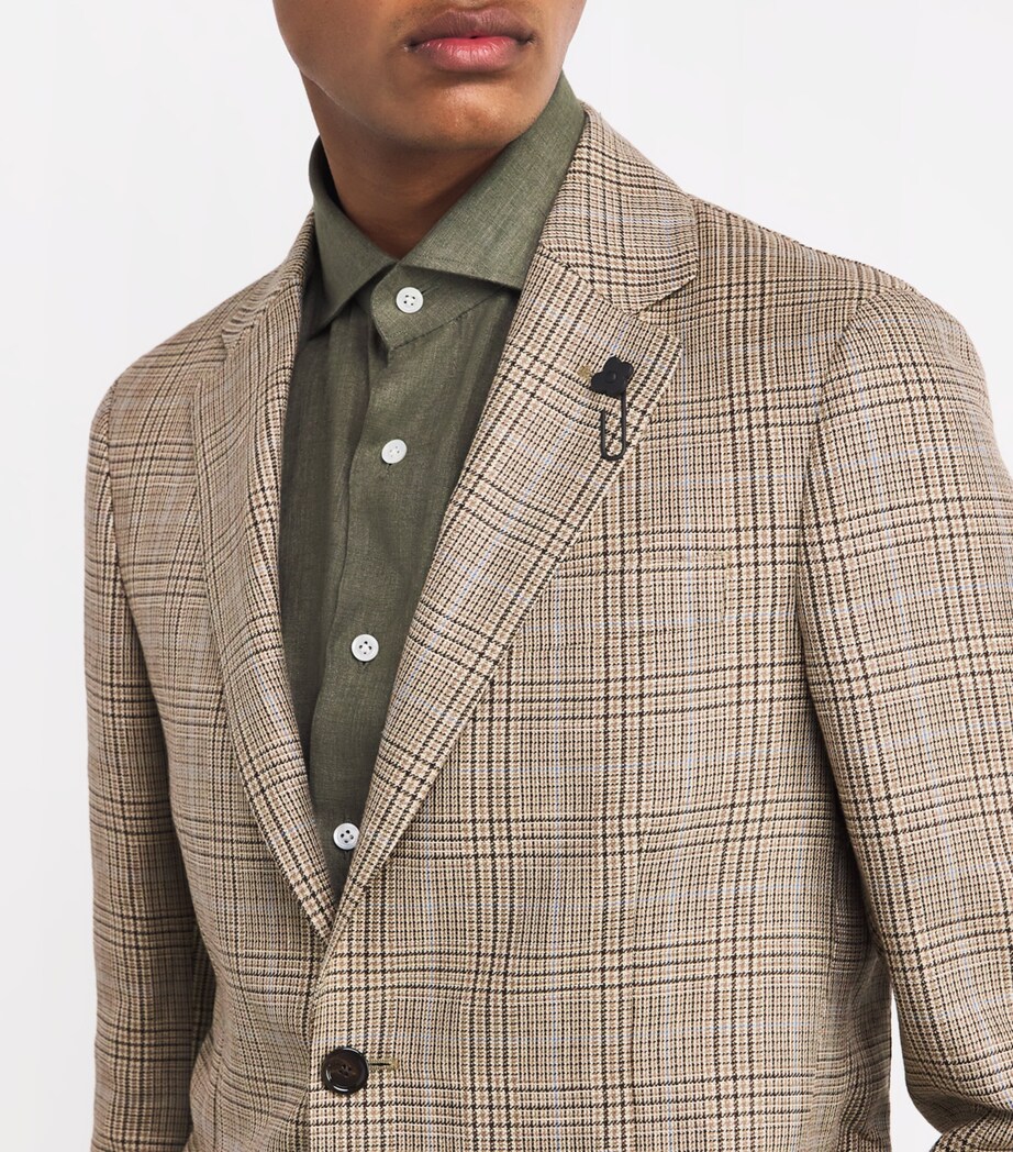 Lardini Mens Wool-Linen Iconic Drop 7 Blazer Image 6