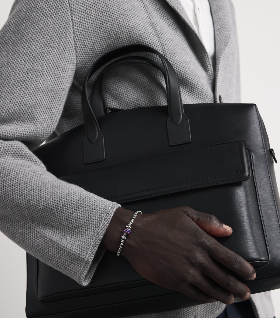 Sterling Silver French Cross Chain Bracelet BLACK Image 5