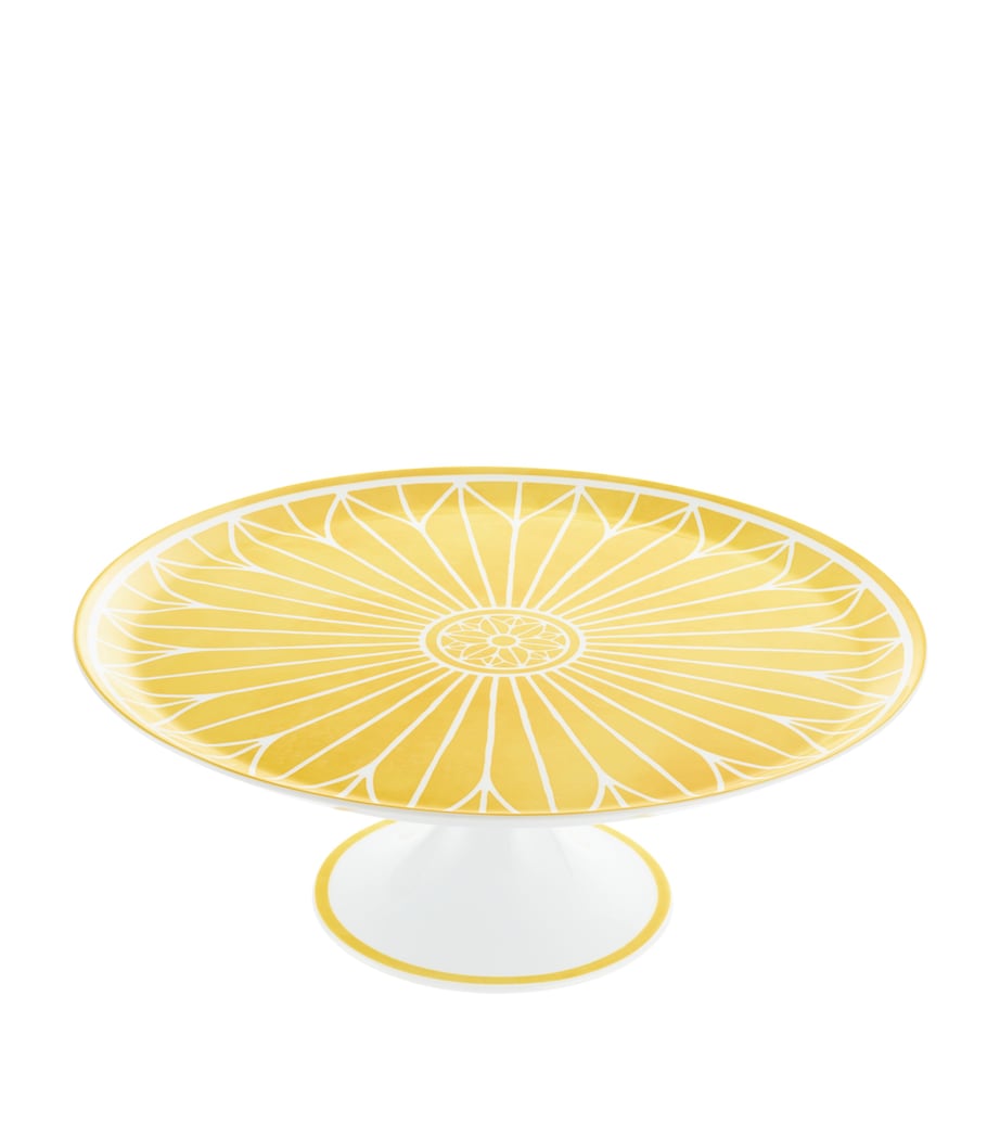 Christofle Porcelain Malmaison Riviera Cake Stand (32cm) White/yellow Image 1