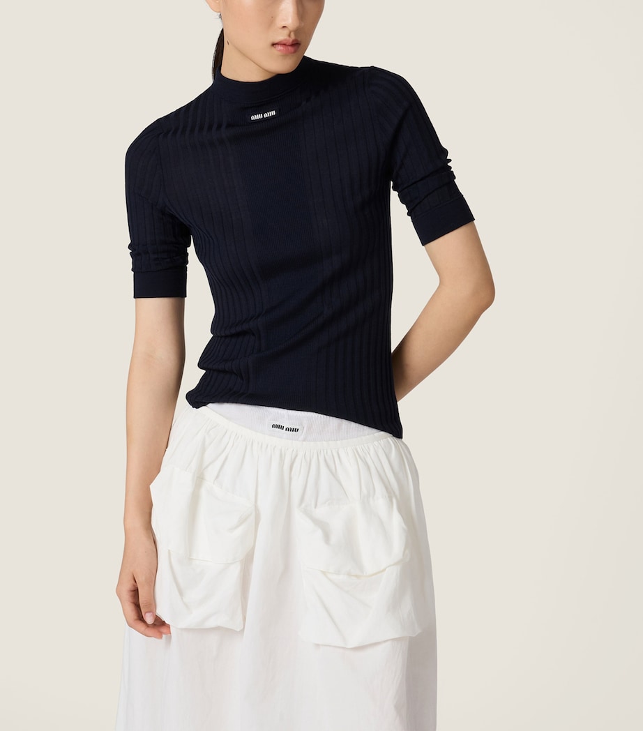 Miu Miu Womens Wool Ribbed Sweater Image 4