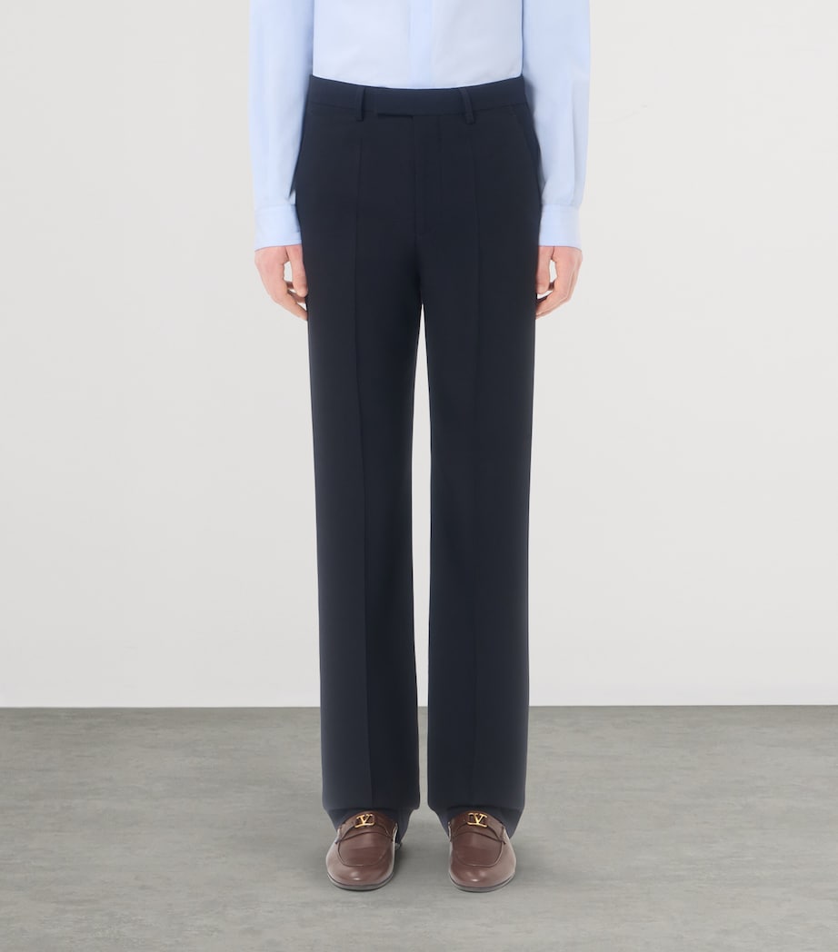 Valentino Mens Virgin Wool Pleated Trousers Image 3