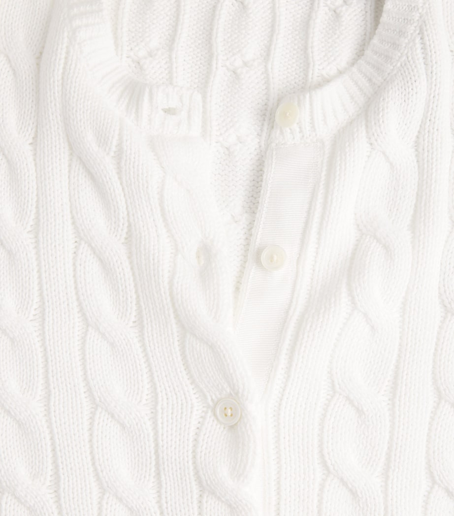 Cotton Cable-Knit Cardigan WHITE Image 5