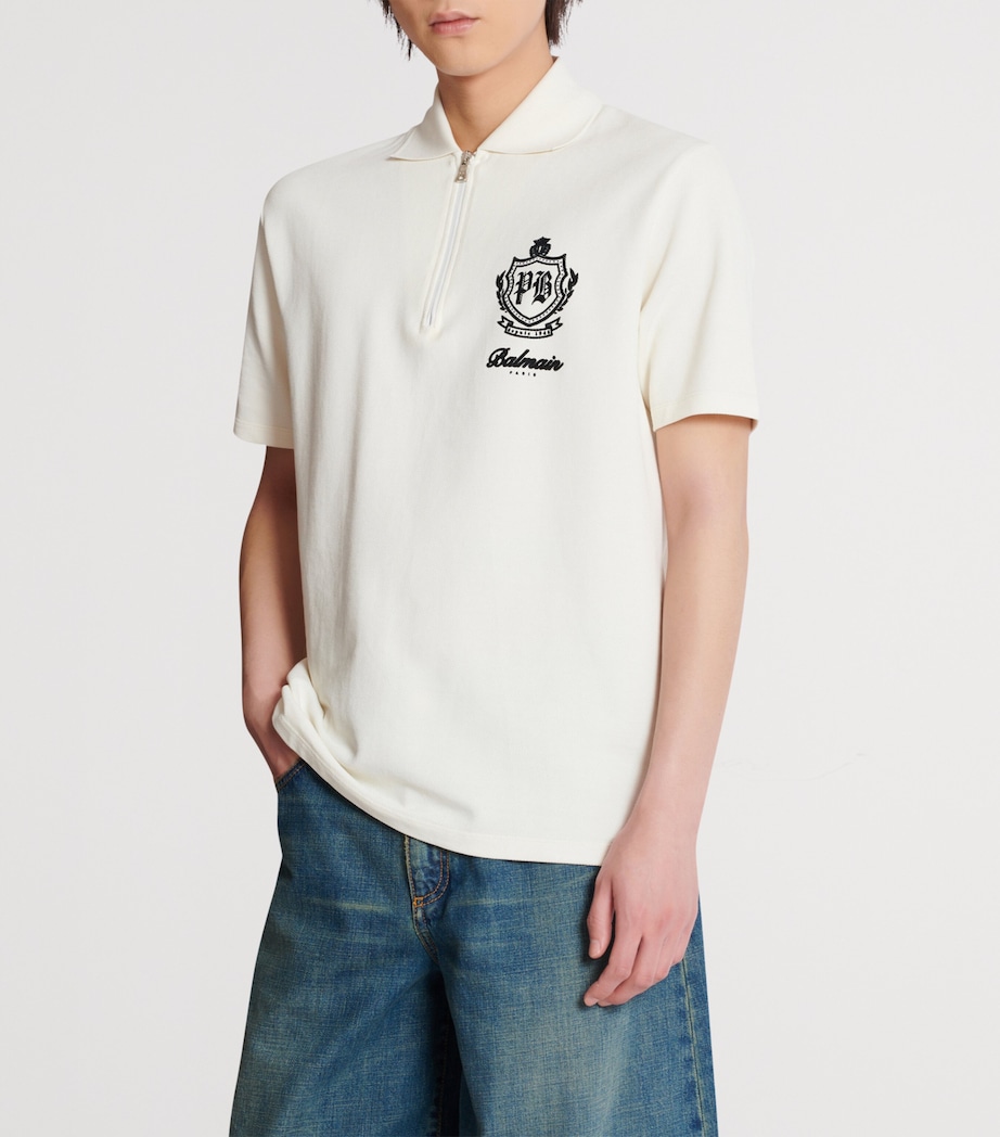 Cotton College Emblem Polo Shirt GAB BLANC/NOIR Image 7