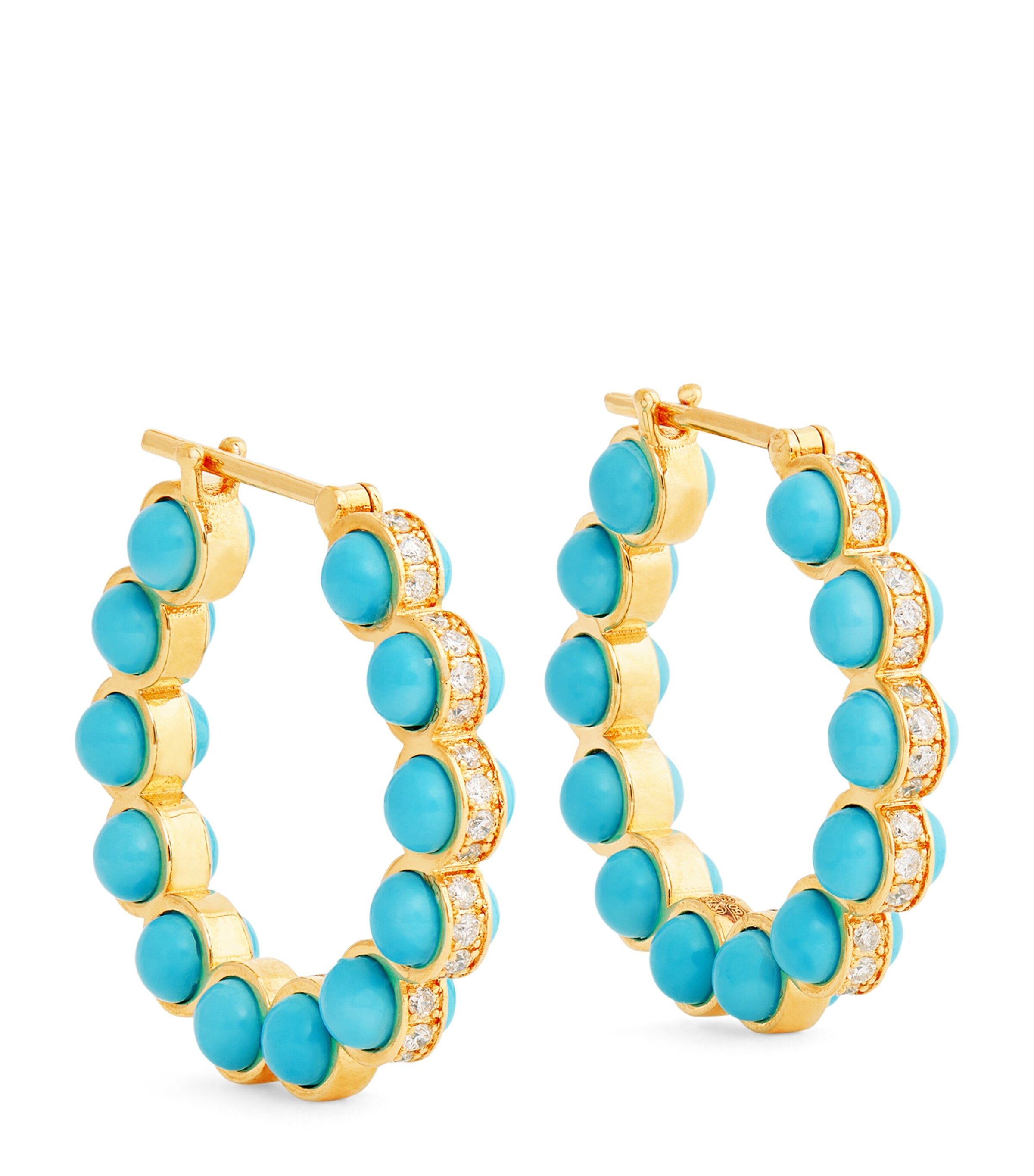 L'ATELIER NAWBAR Yellow Gold, Diamond and Enamel The Cobalt Hoop Earrings Yellow Gold Image 1