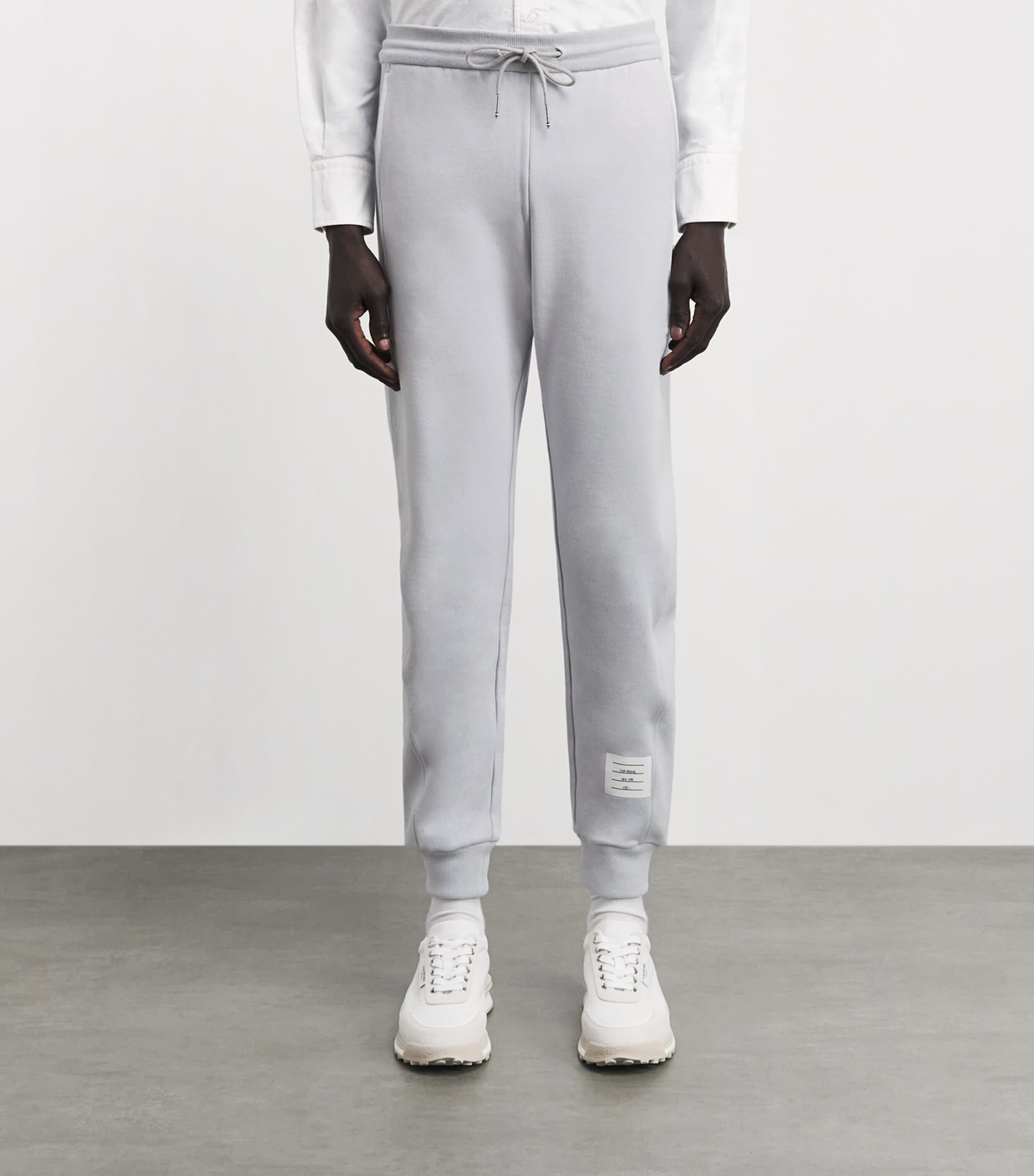 Thom Browne Mens Cotton 4-Bar Sweatpants Pale Grey Image 4
