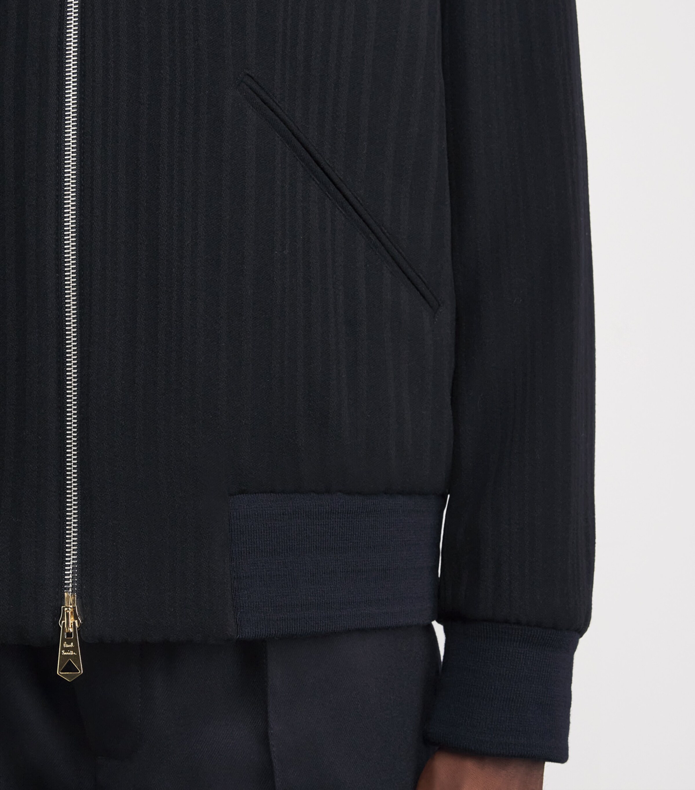 Paul Smith Mens Wool-Cashmere Bomber Jacket Dark Navy Image 6