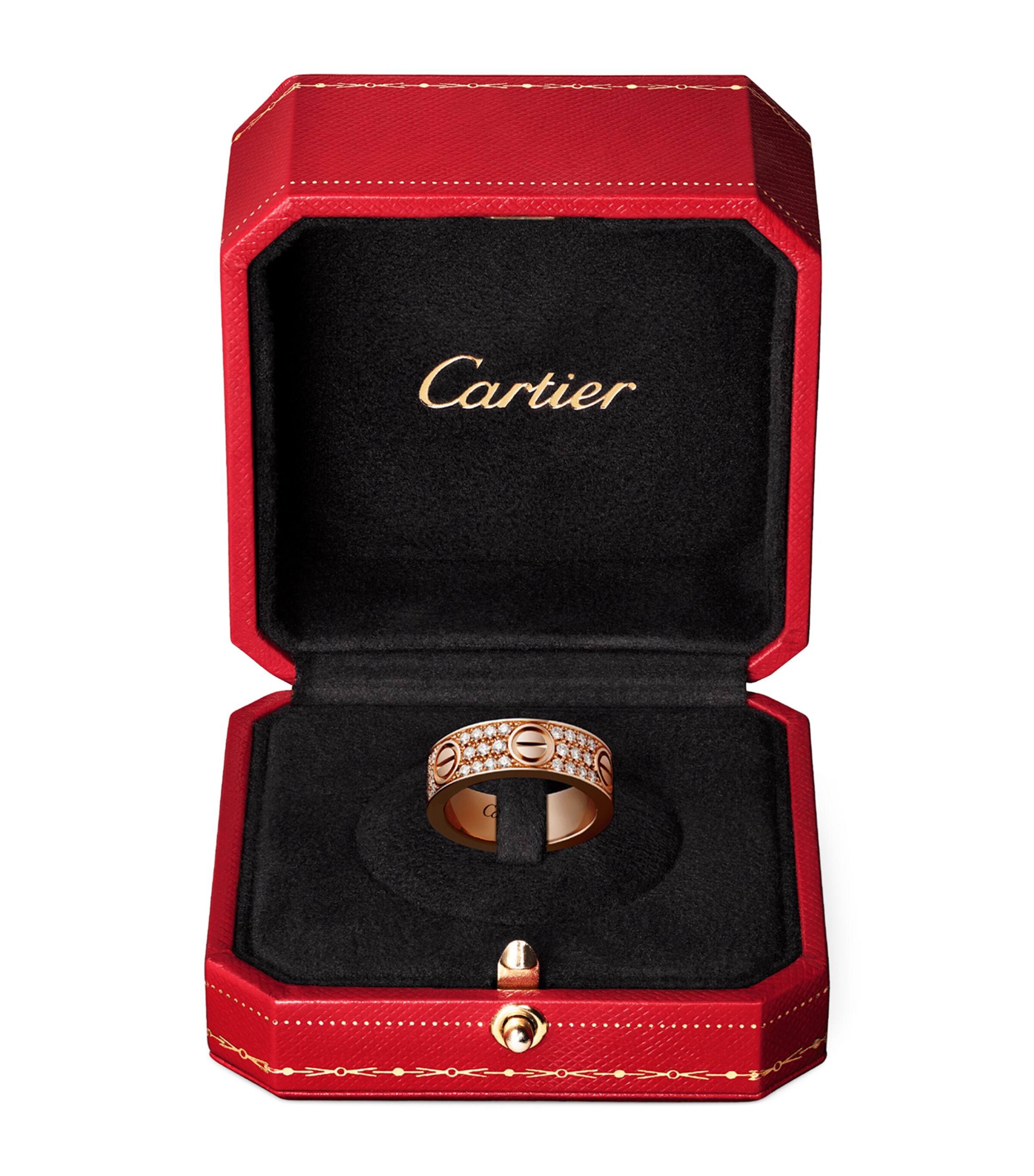 Rose Gold and Diamond-Paved LOVE Ring MULTI Image 7