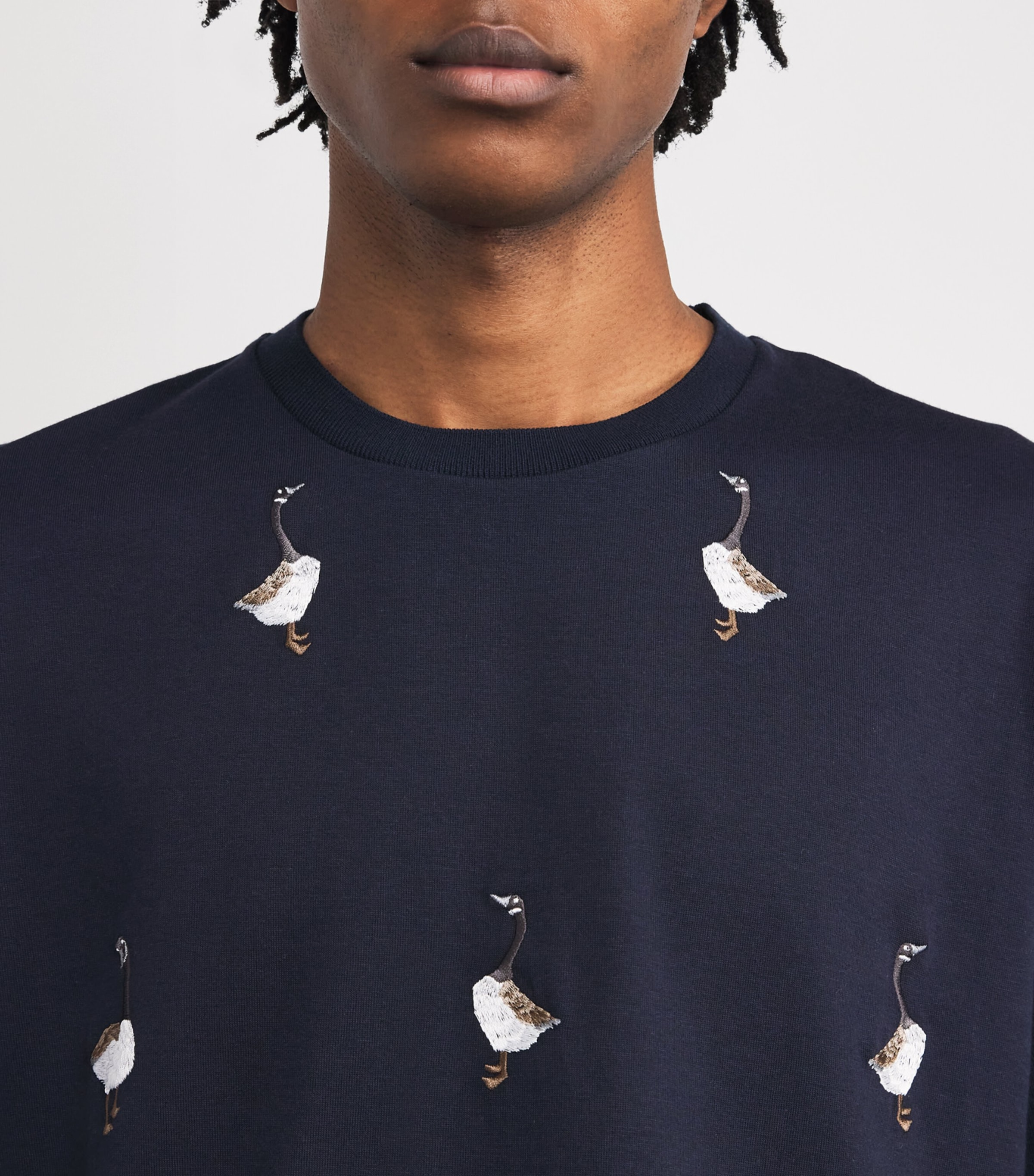 Thom Browne Navy Cotton Embroidered Geese T-Shirt | Harrods US