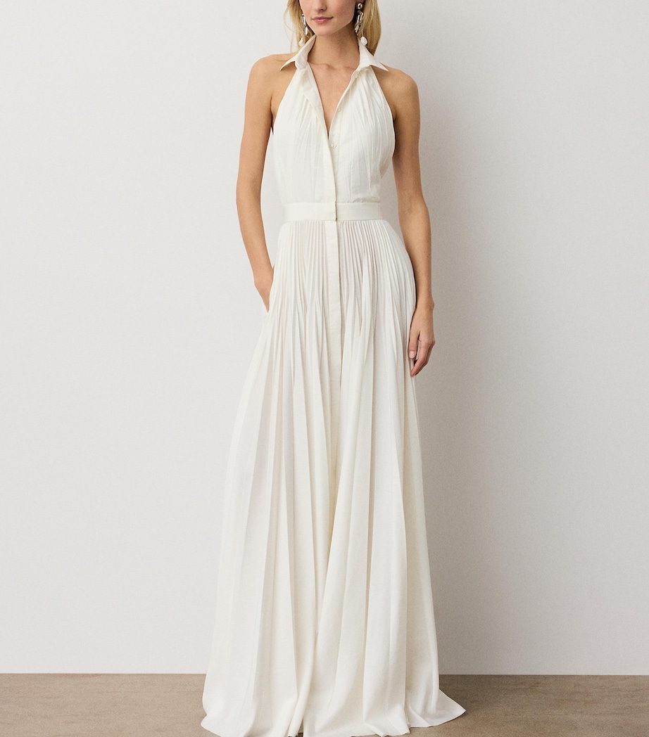 Ralph Lauren Collection Womens Pleated Eldred Maxi Dress Cream Image 2
