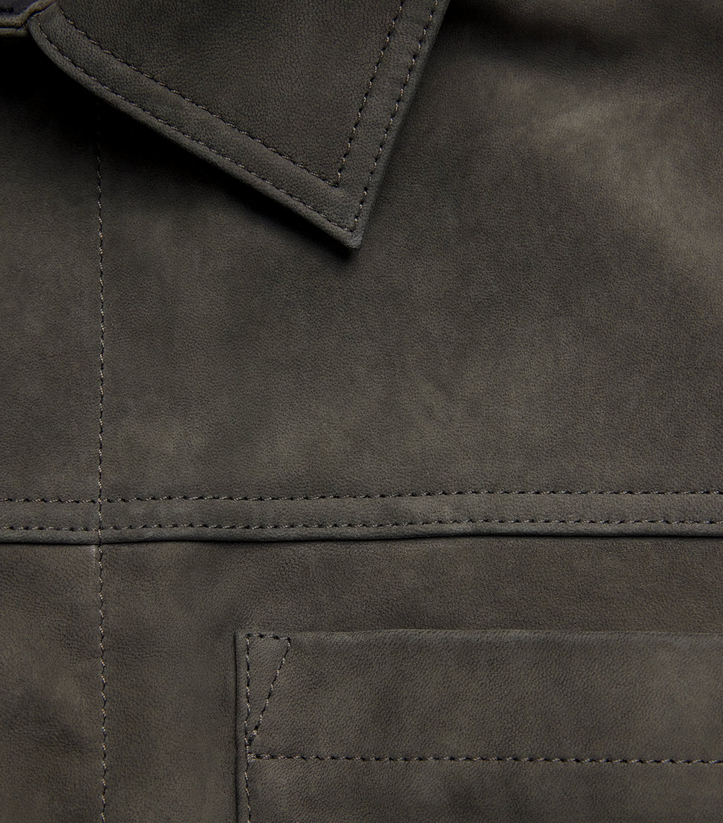 Nubuck Leather Trucker Jacket 966SYC SYCAMORE Image 5