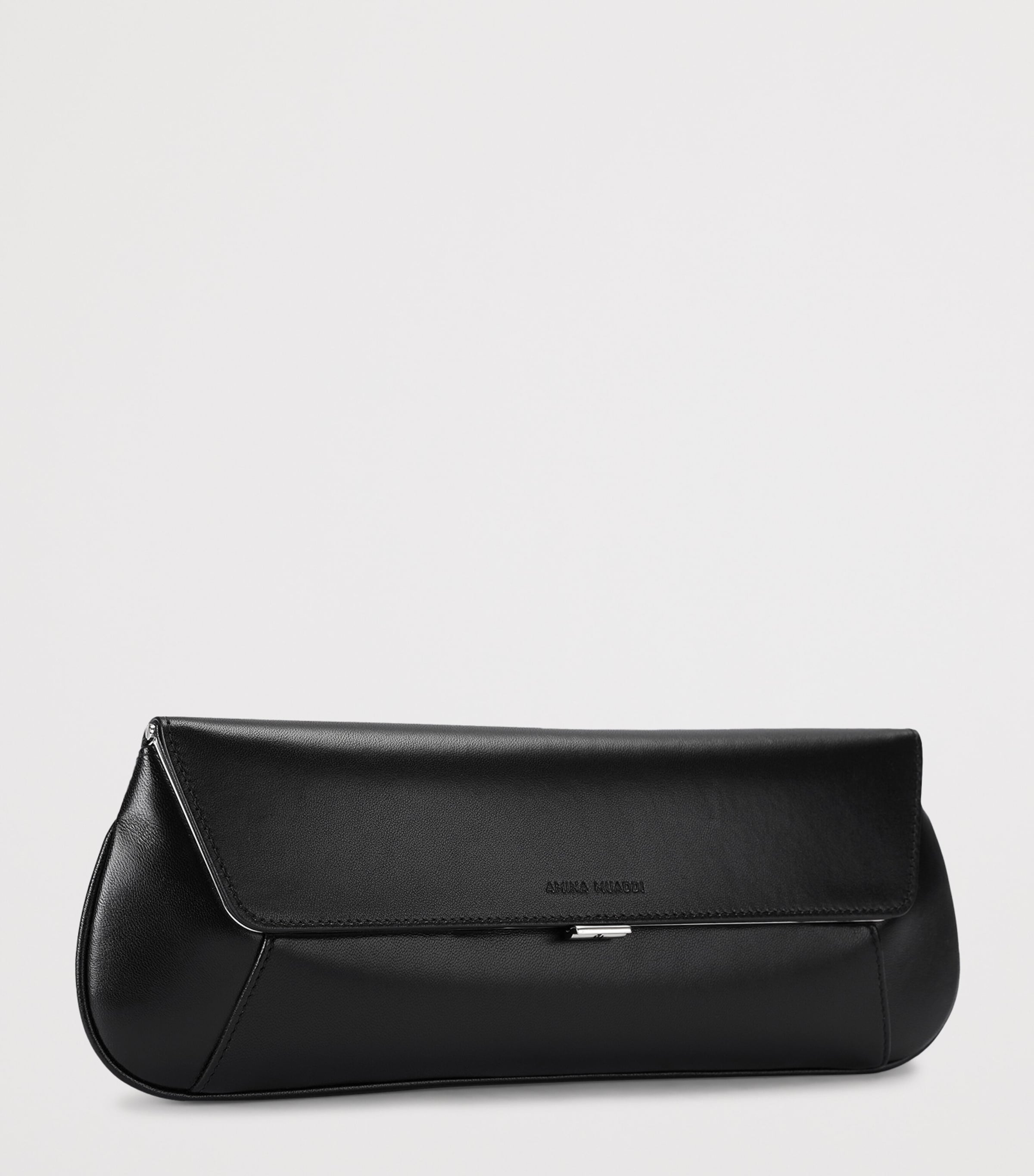 Amina Muaddi Leather Ami Clutch Bag Black Image 2