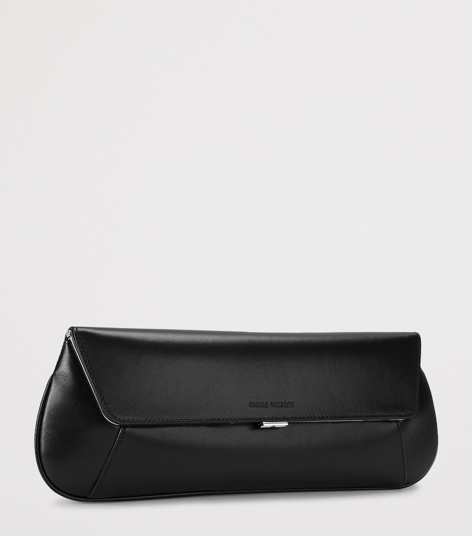 Amina Muaddi Leather Ami Clutch Bag Black Image 2