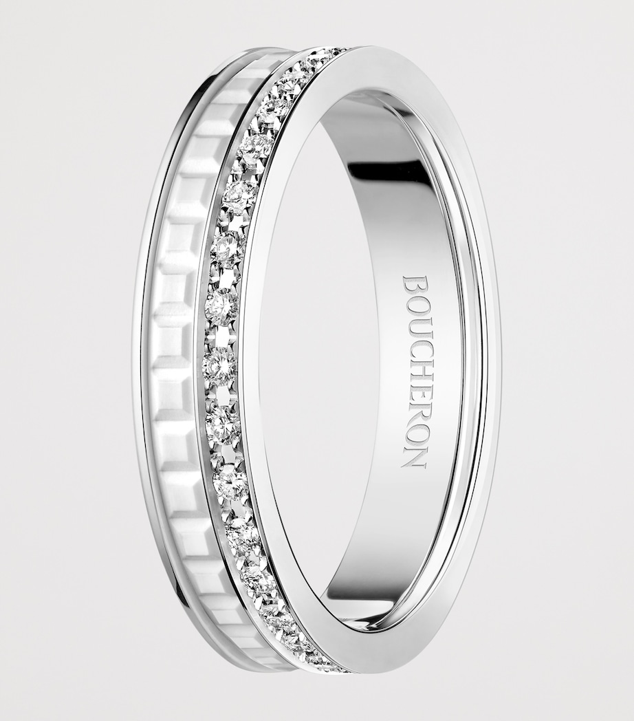 White Gold and Diamond Quatre Double White Edition Wedding Band WHITE GOLD Image 3