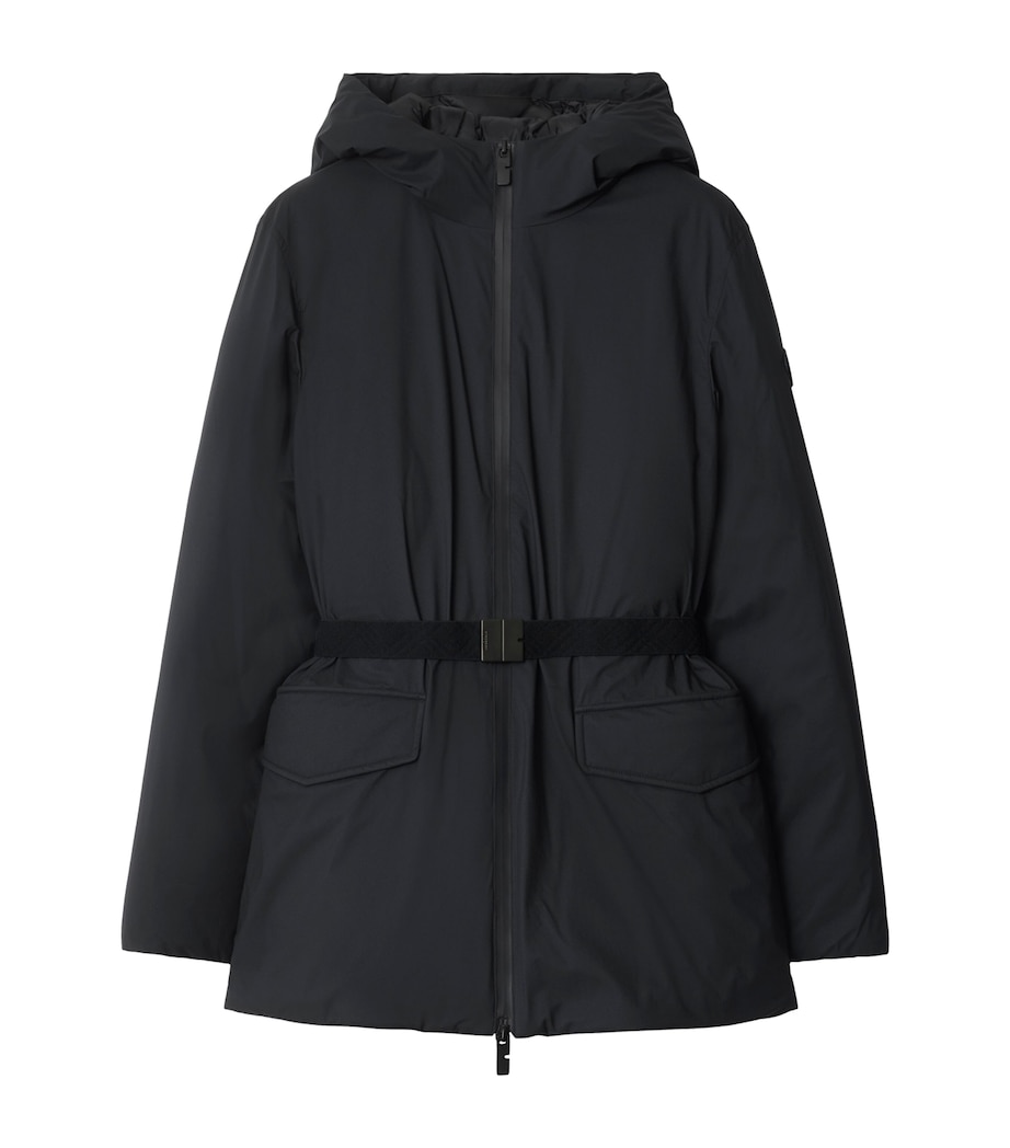 Down Short Hooded Nylon Coat BLACK Image 1