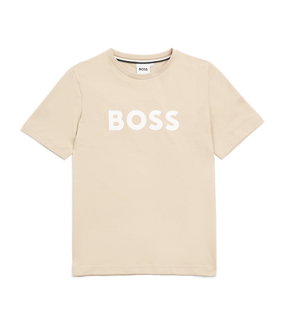 BOSS Kidswear Cotton Logo T-Shirt (4-12 Years) Stone Image 1
