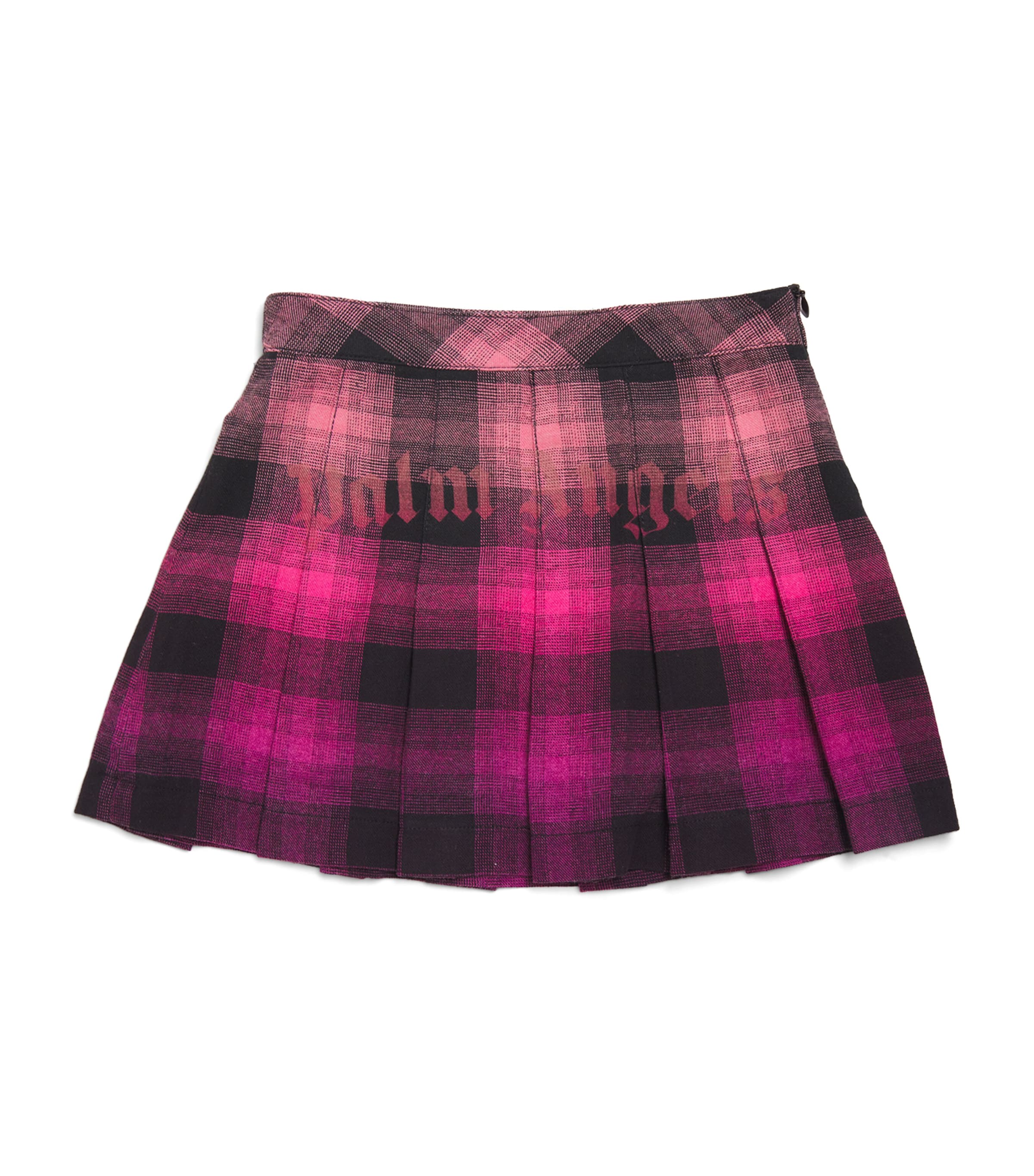 Shop Palm Angels Check Pleated Mini Skirt In Pink