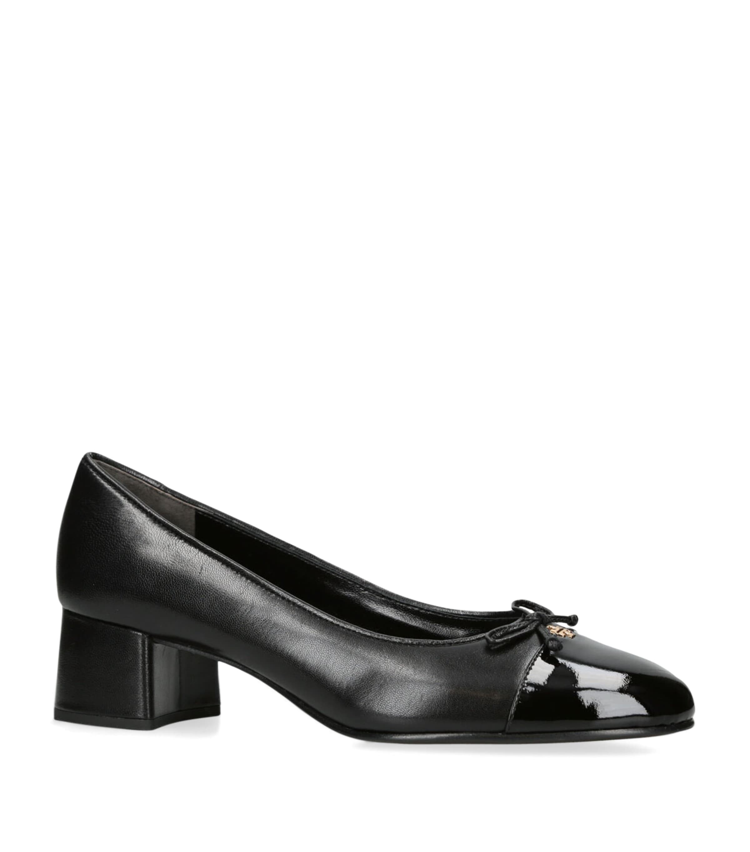 Leather Cap-Toe Pumps BLACK Image 3