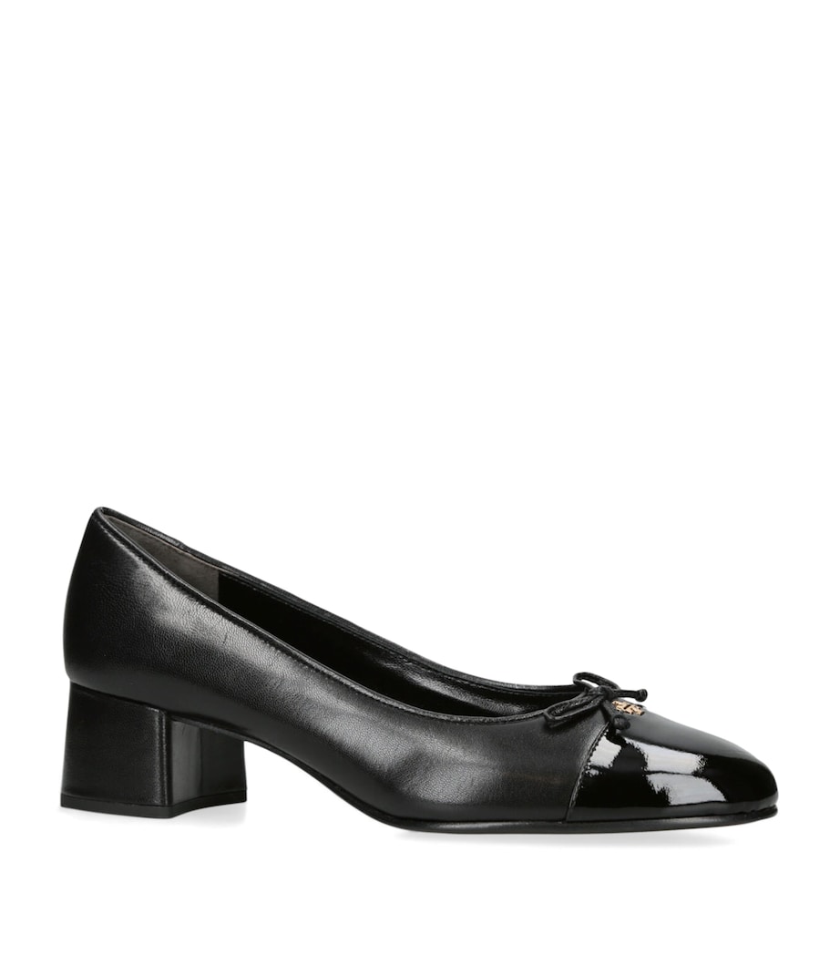 Leather Cap-Toe Pumps BLACK Image 3